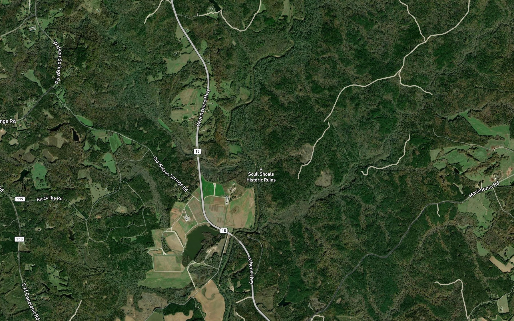 Satellite map of the Rose Creek