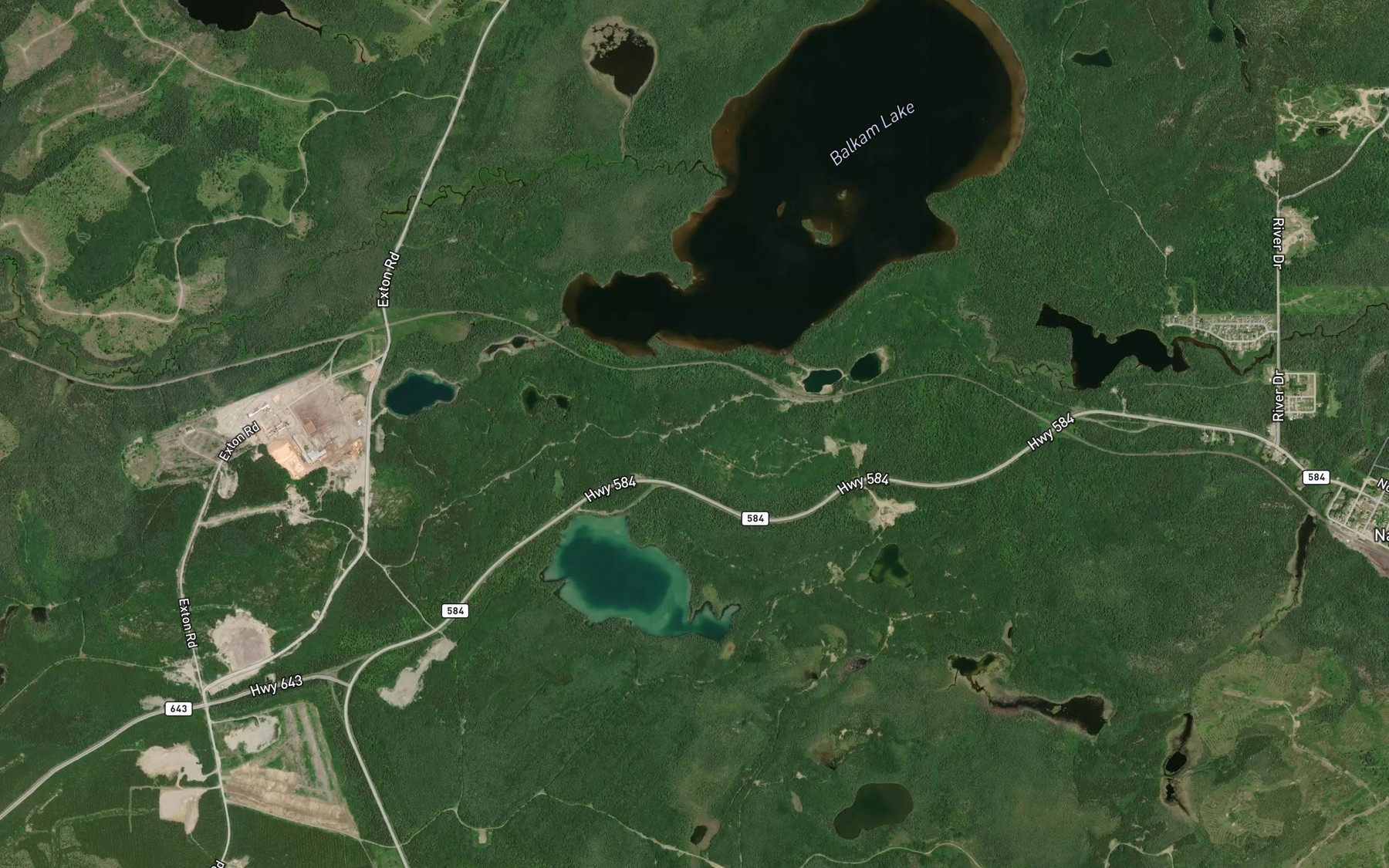 Satellite map of the Purvis Creek