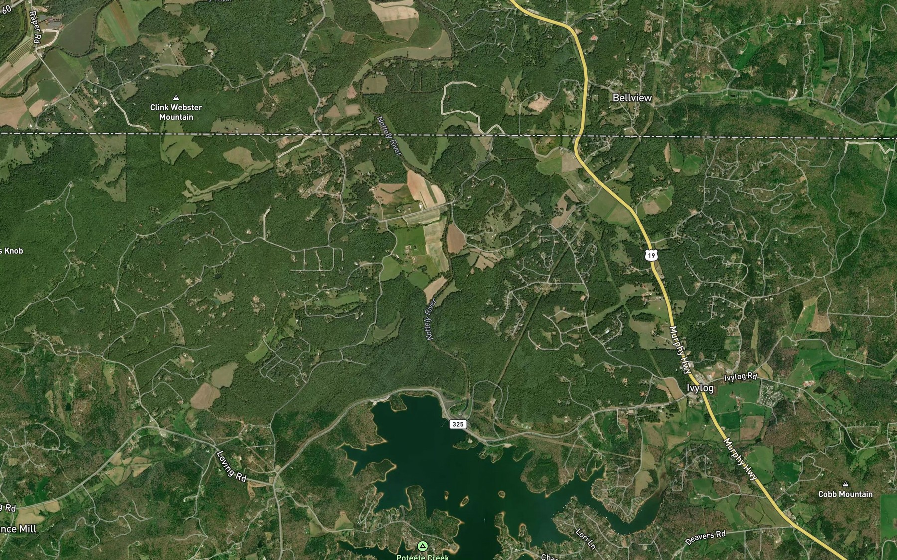 Satellite map of the Dooley Creek