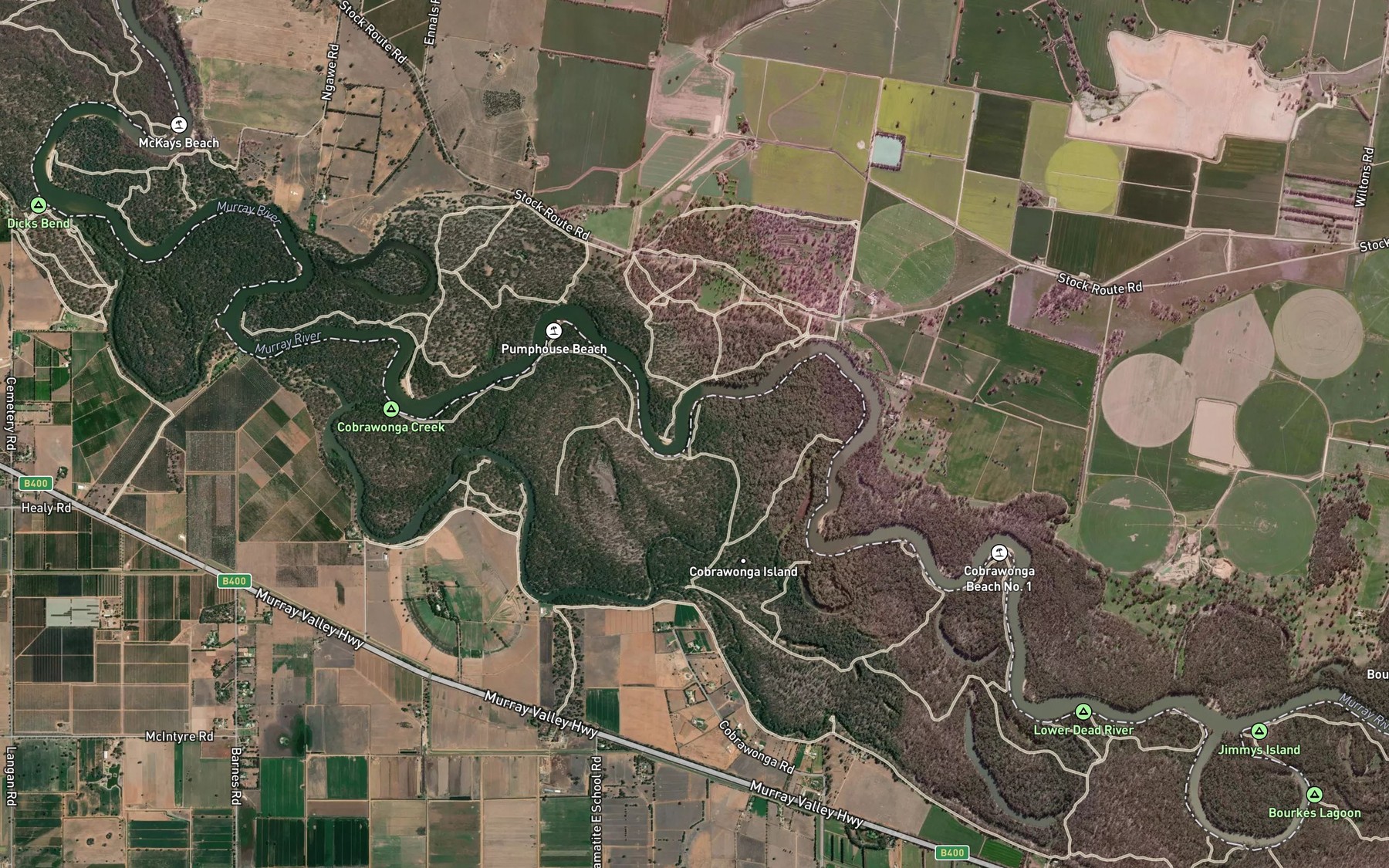 Satellite map of the Cobrawonga Bend Number Two