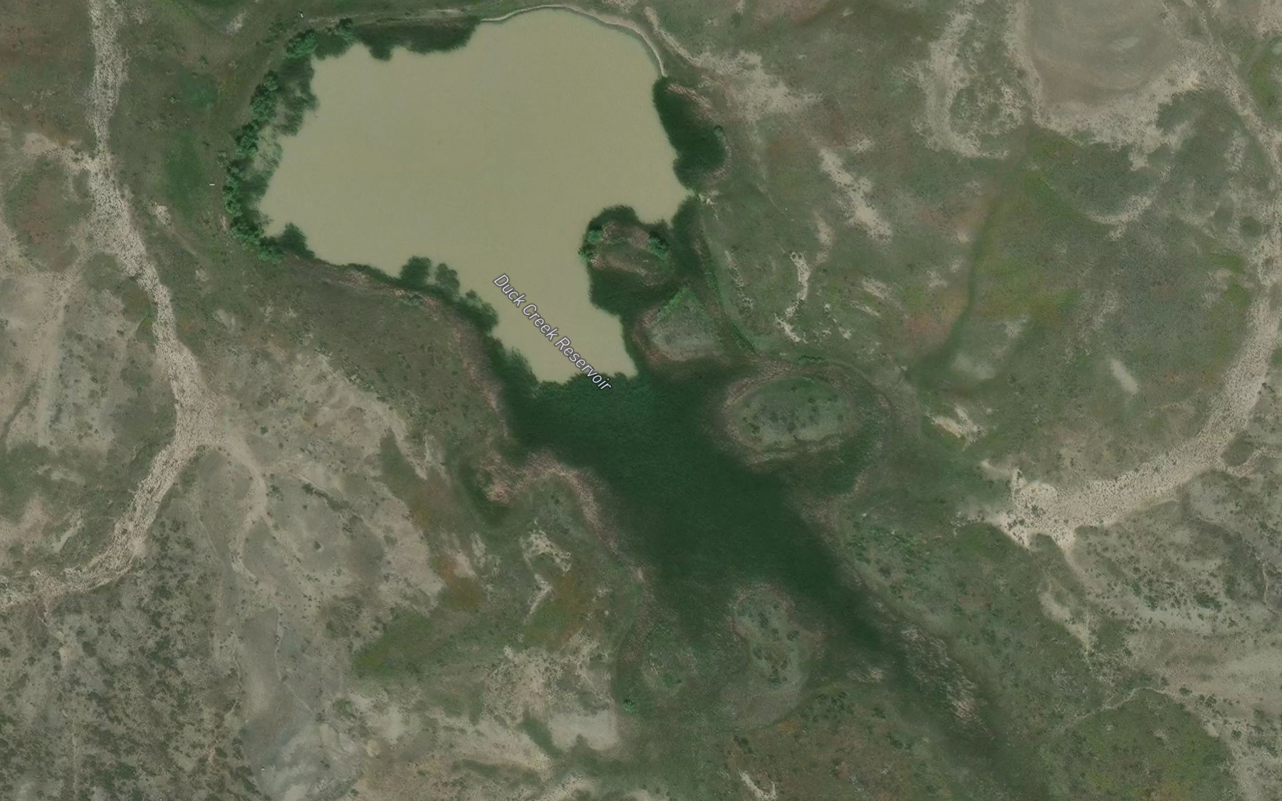Satellite map of the Duck Creek Reservoir