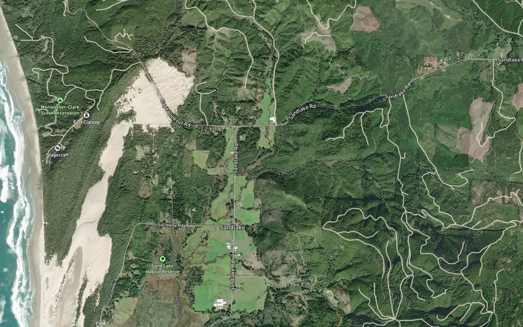 Satellite map of the Andy Creek