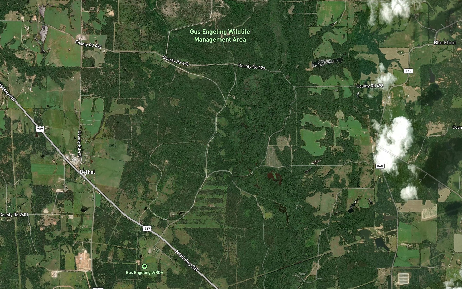 Satellite map of the Crawford Branch