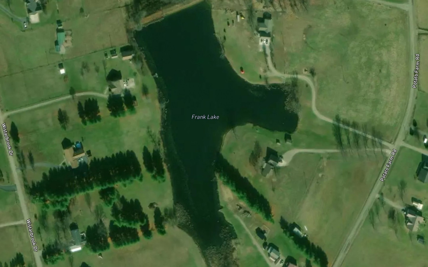 Satellite map of the Frank Lake