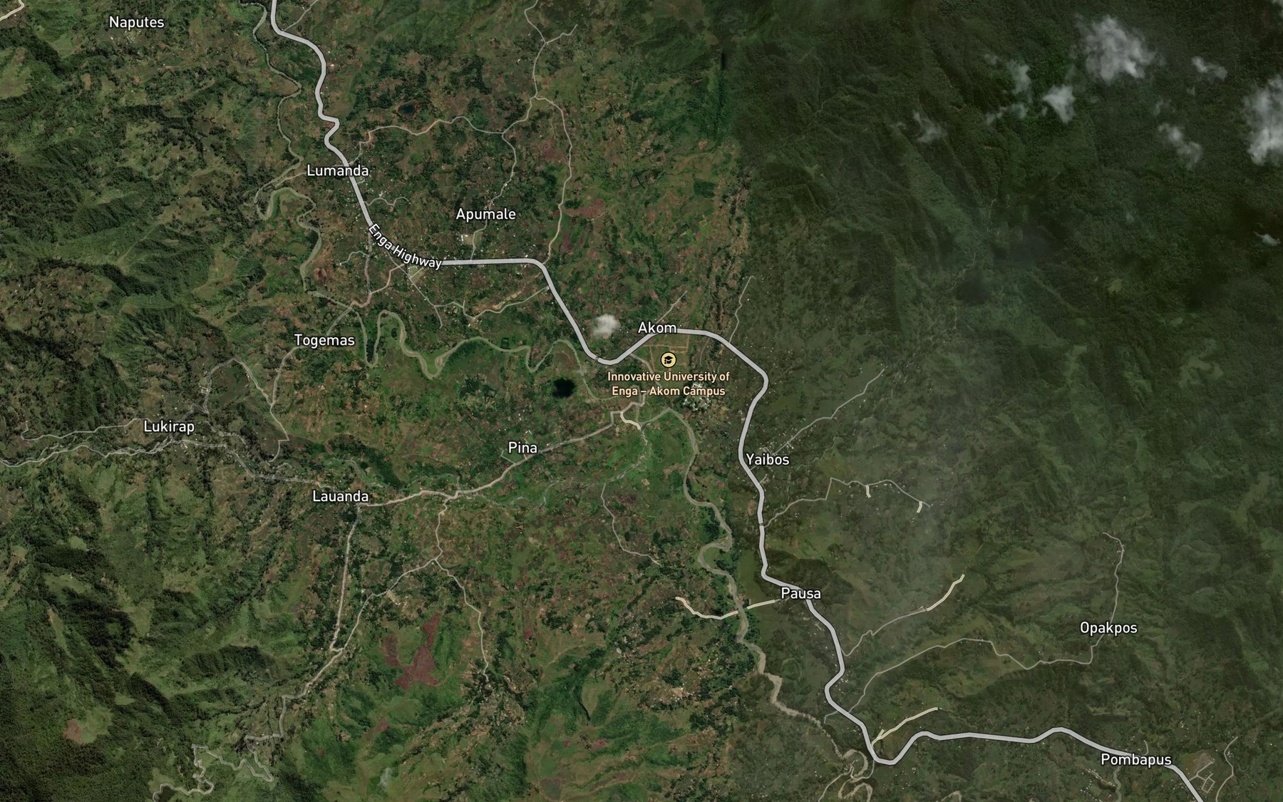 Satellite map of the Aria River