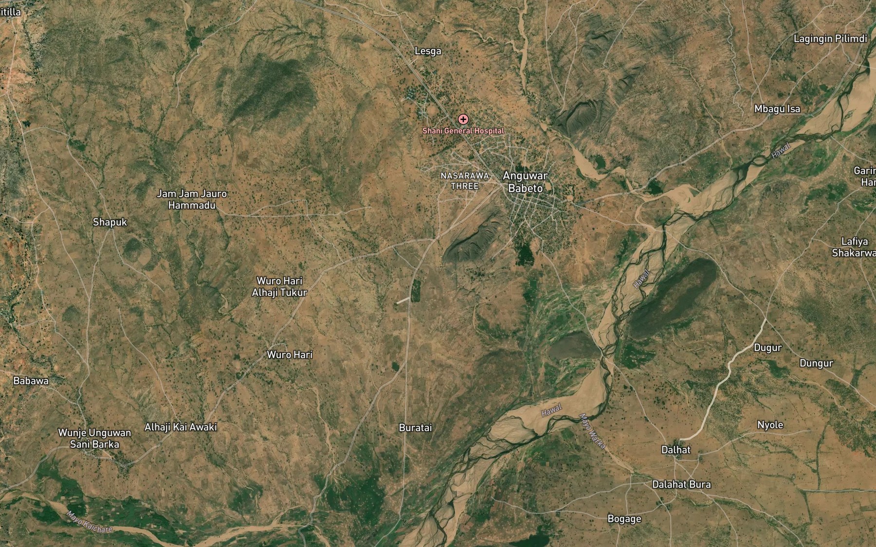 Satellite map of the Mayo Worowo