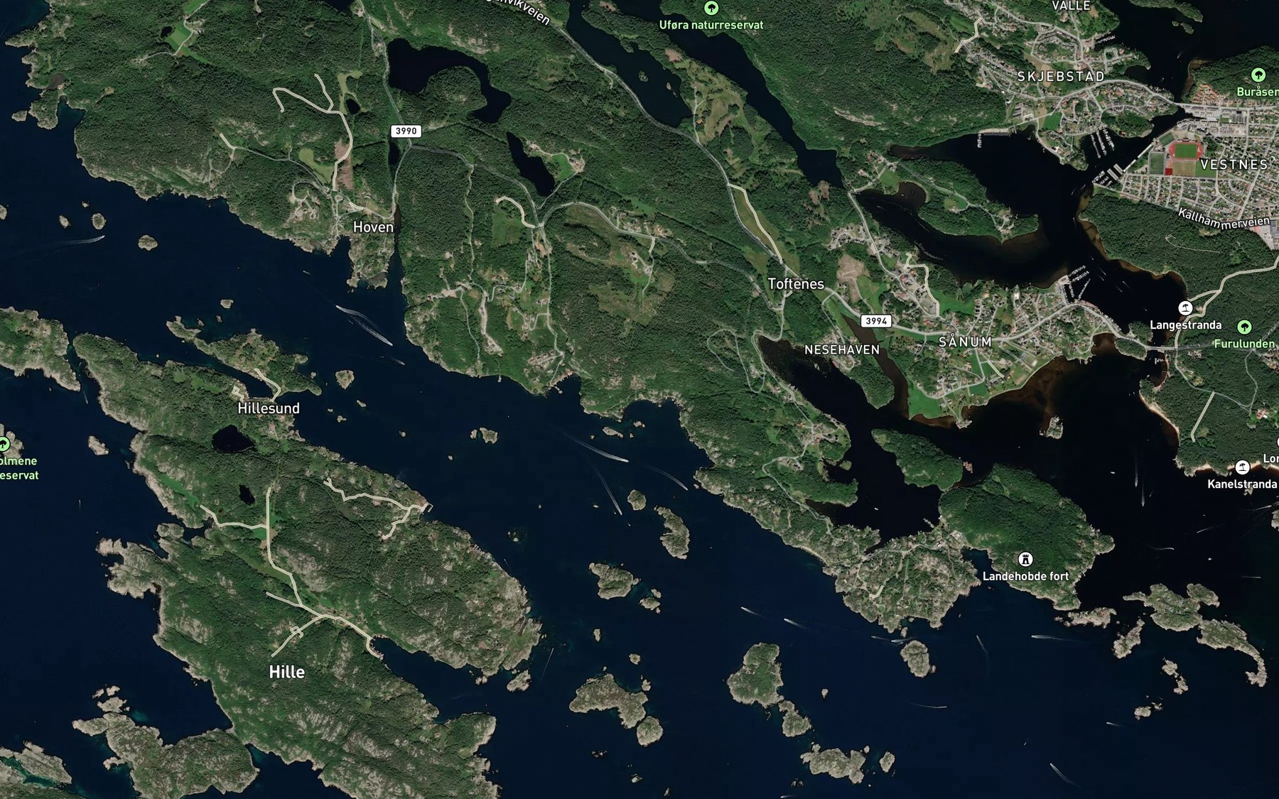 Satellite map of the Nodelandsstranda