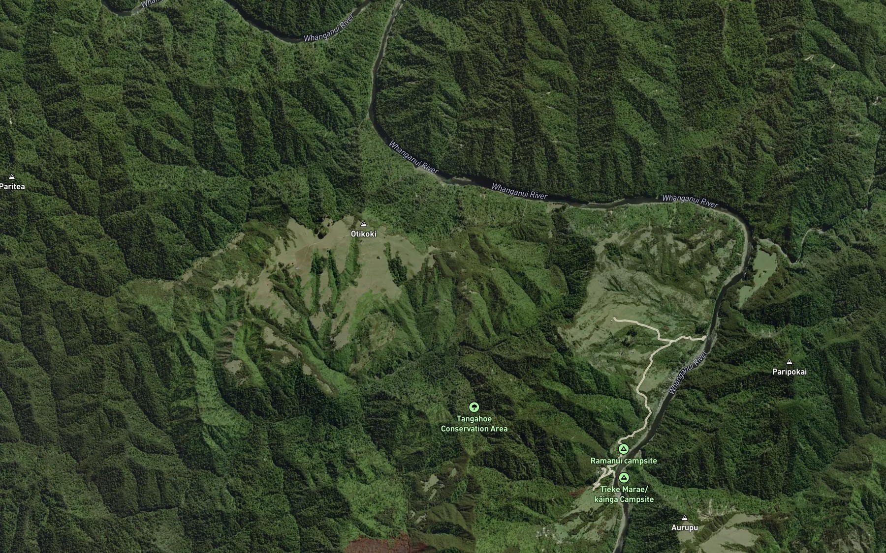 Satellite map of the Tangahoe Stream