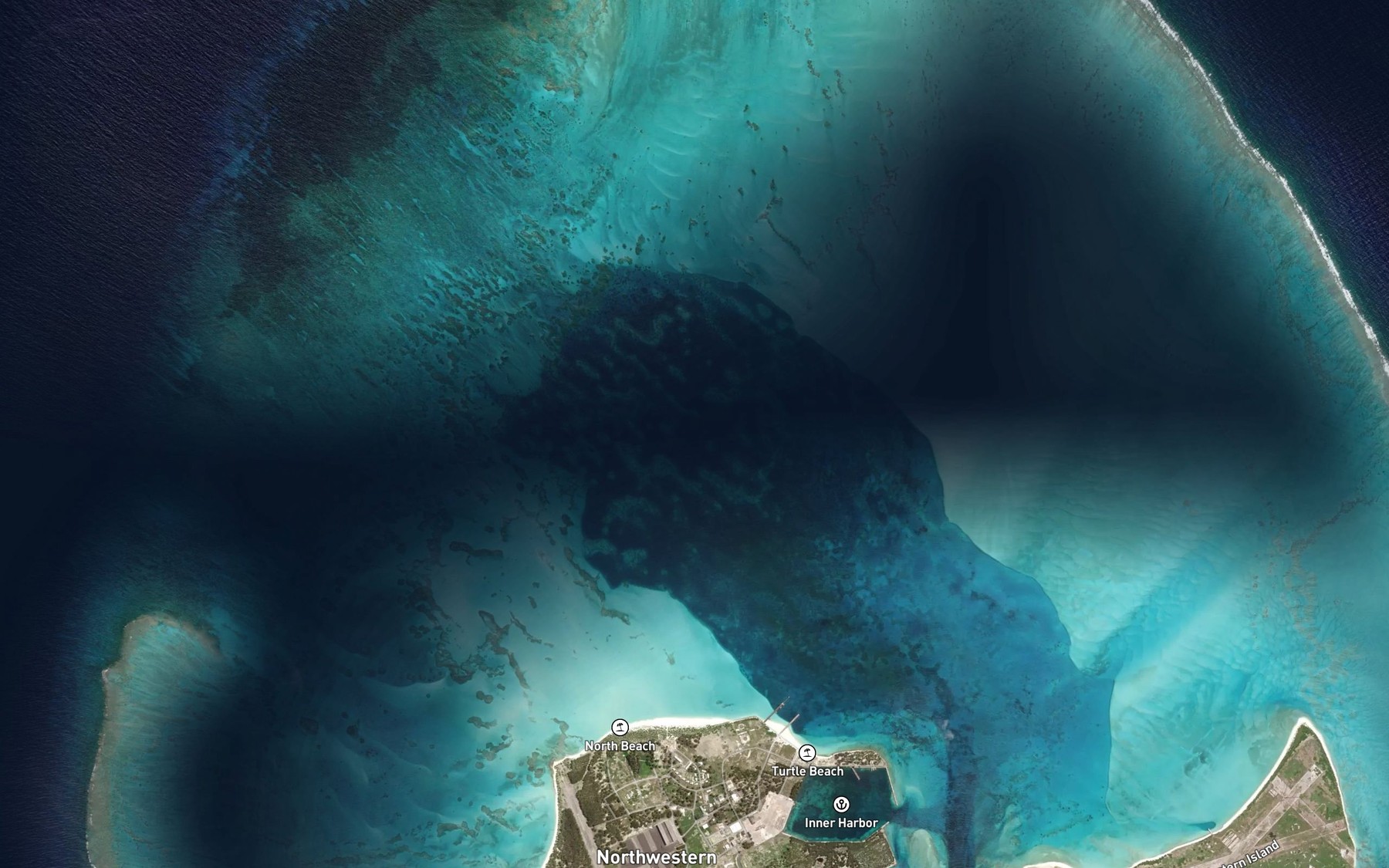Satellite map of the Dredged Seaplane Lanes