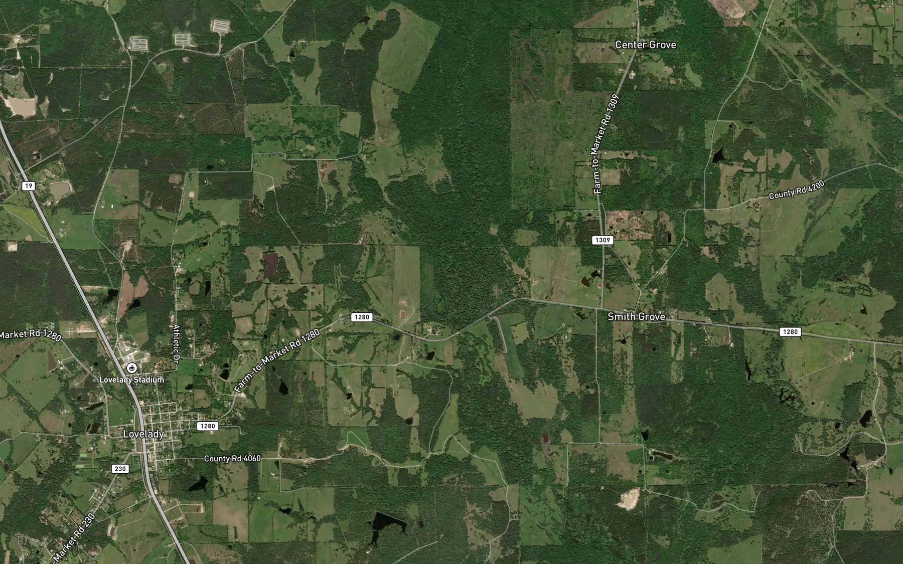 Satellite map of the Hartts Creek