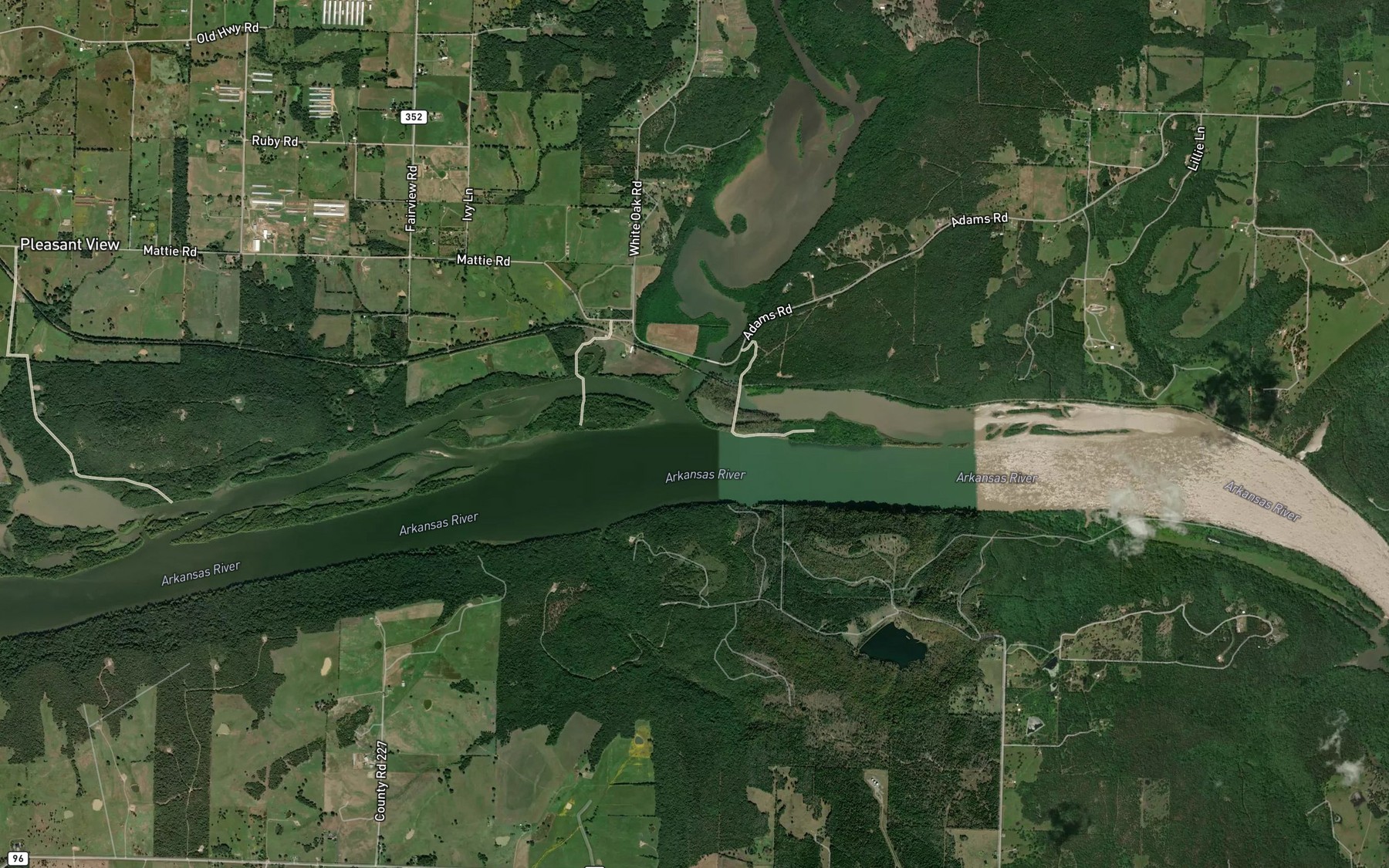 Satellite map of the White Oak Creek