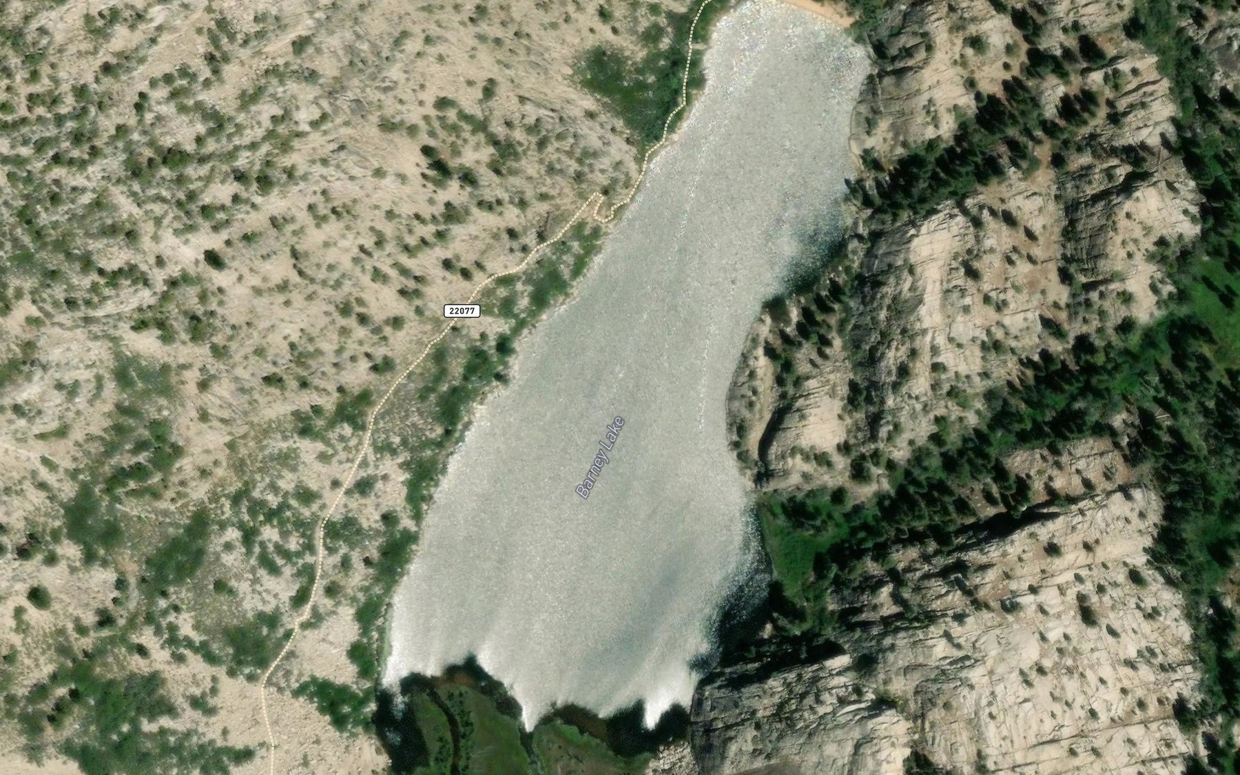 Satellite map of the Barney Lake