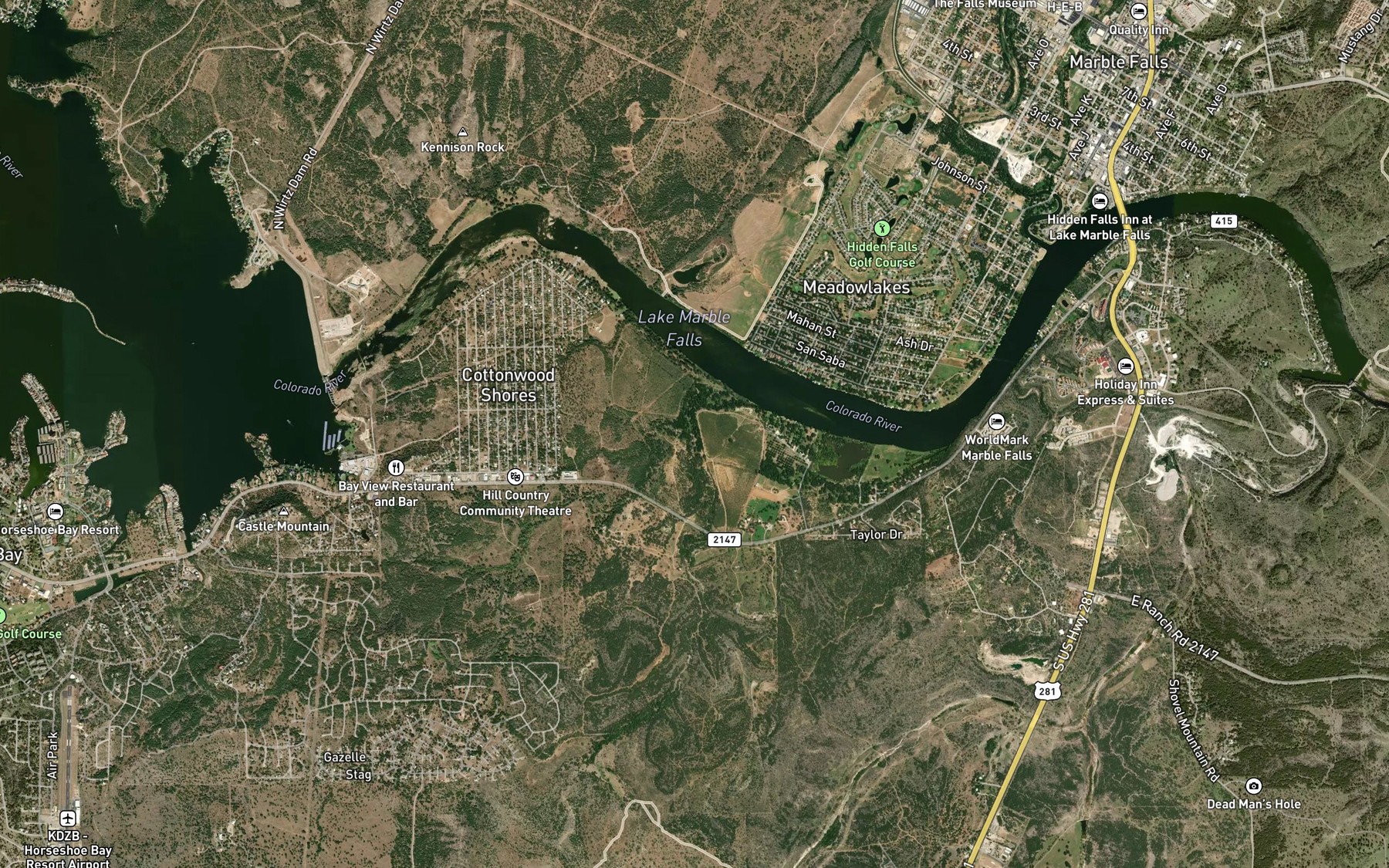 Satellite map of the Tiger Creek