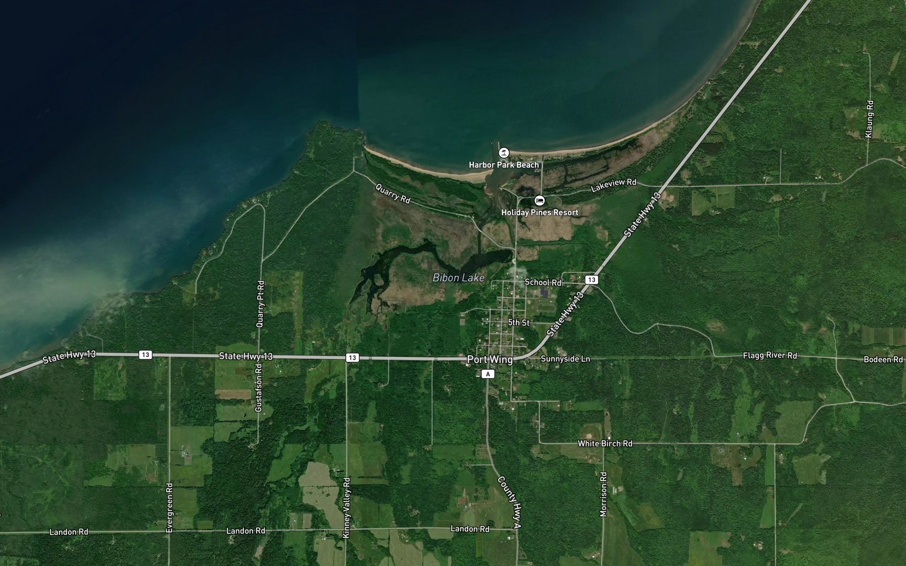 Satellite map of the Larson Creek
