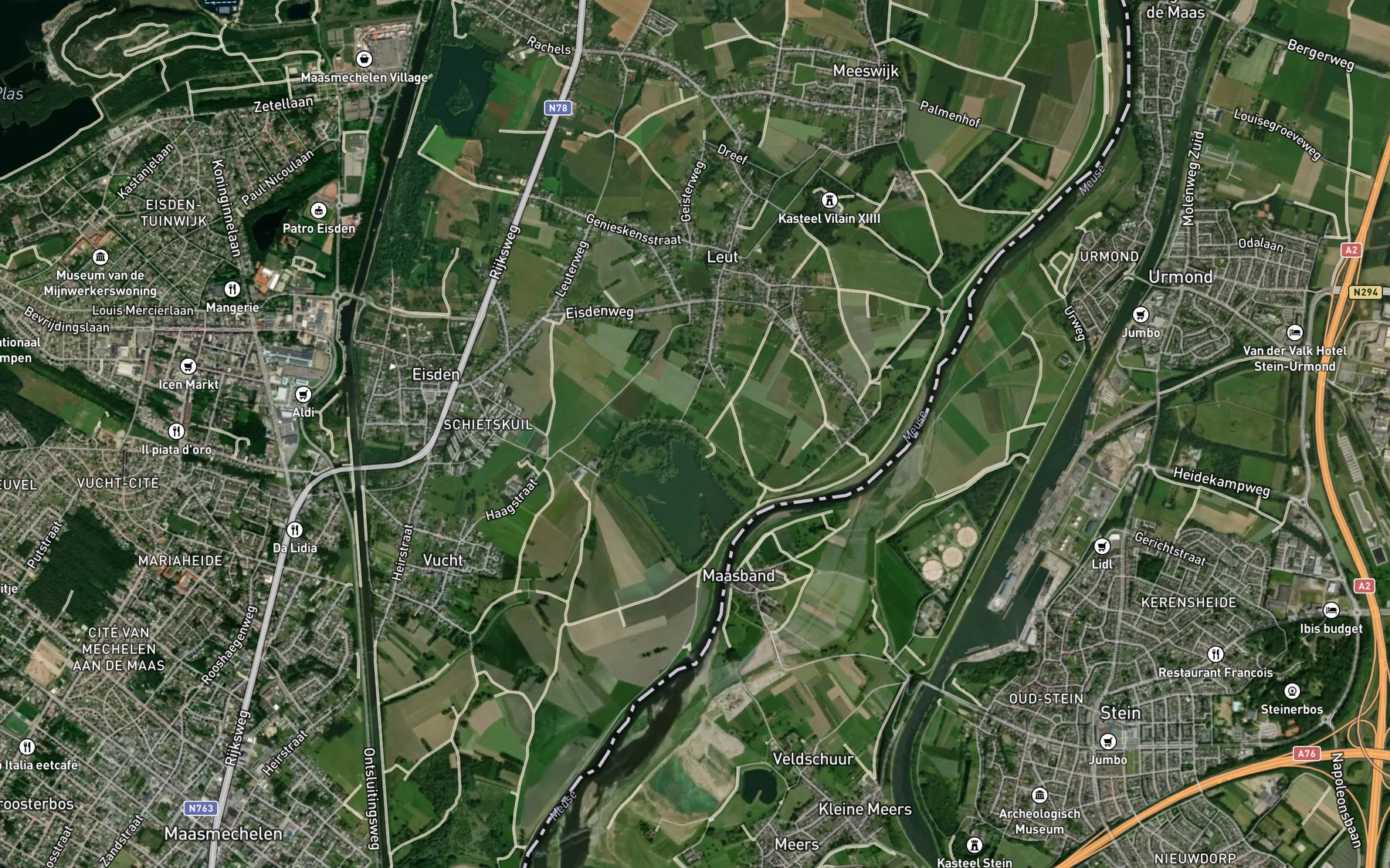 Satellite map of the Langbroekbeek