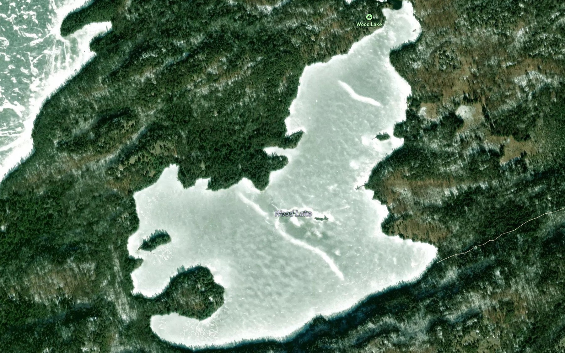 Satellite map of the Wood Lake