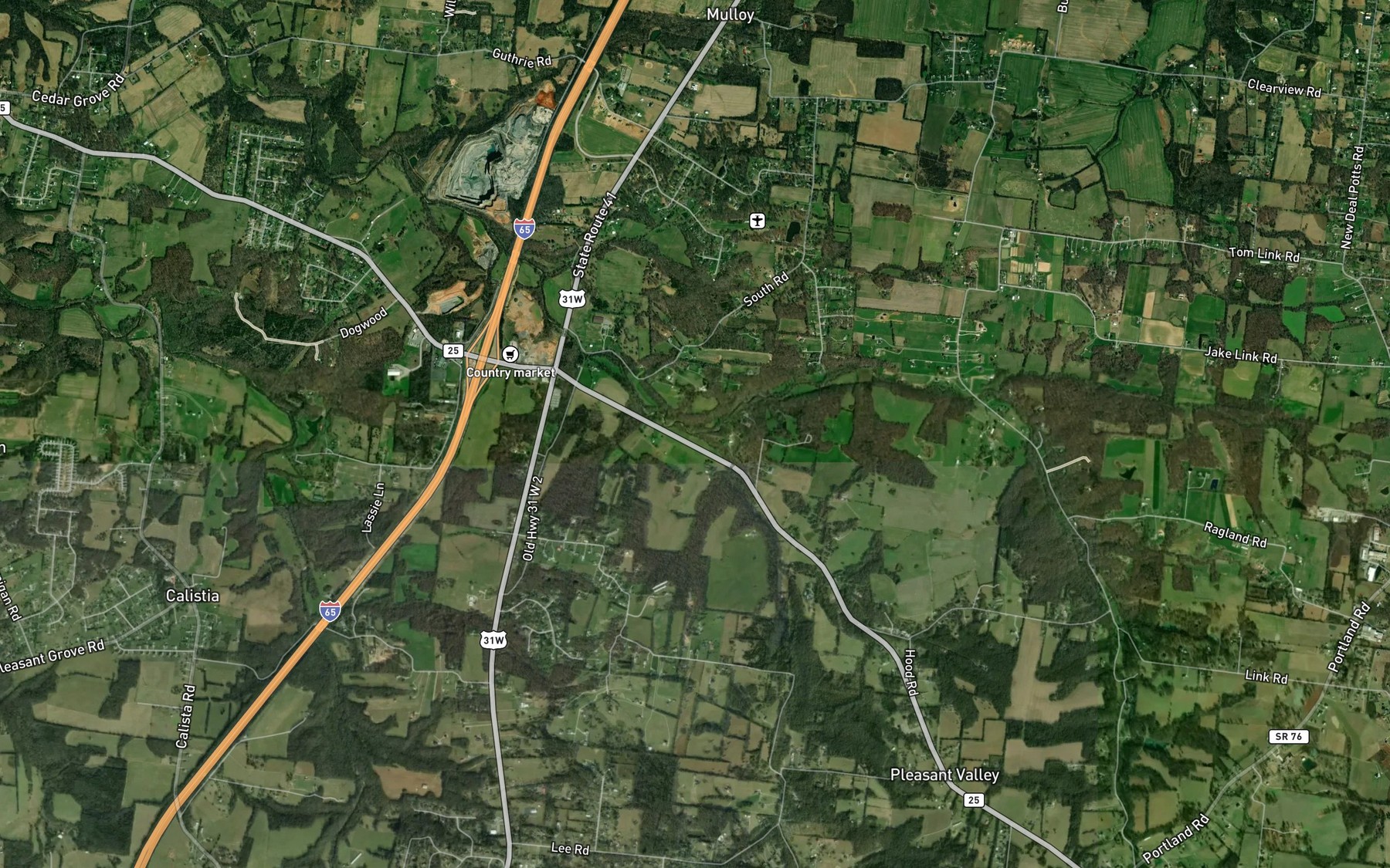 Satellite map of the Roney Creek