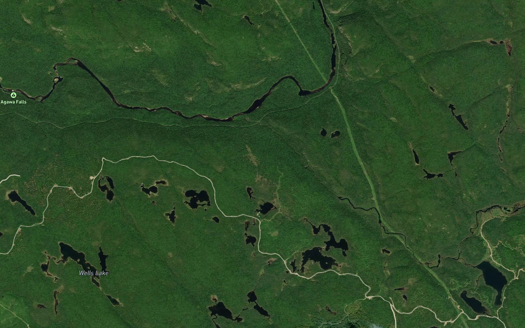 Satellite map of the Little Agawa River
