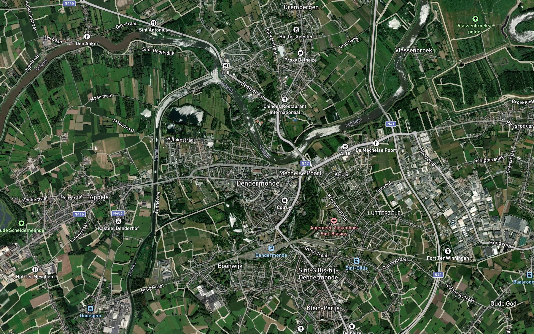 Satellite map of the Dendre