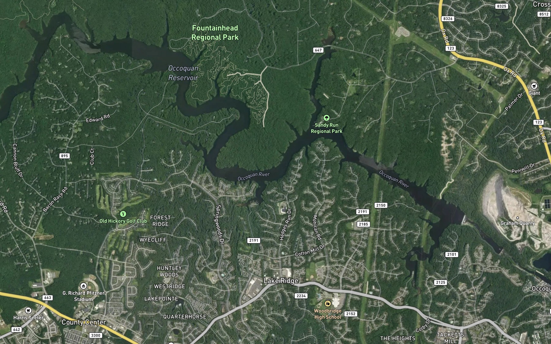 Satellite map of the Airport Creek