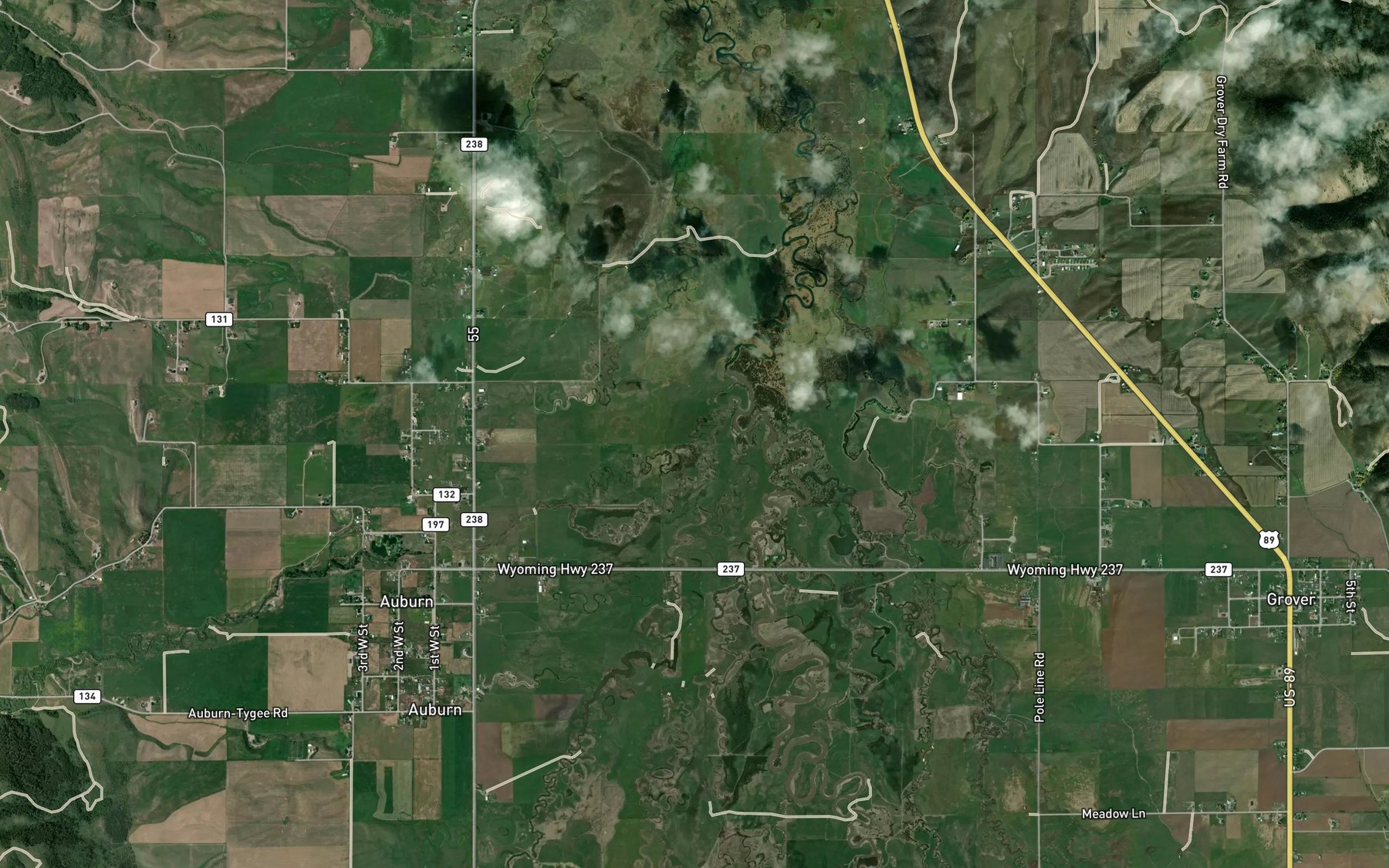 Satellite map of the Stump Creek