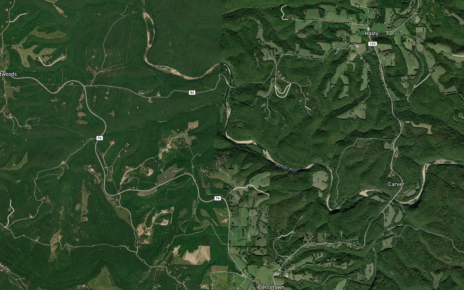 Satellite map of the Sheldon Branch