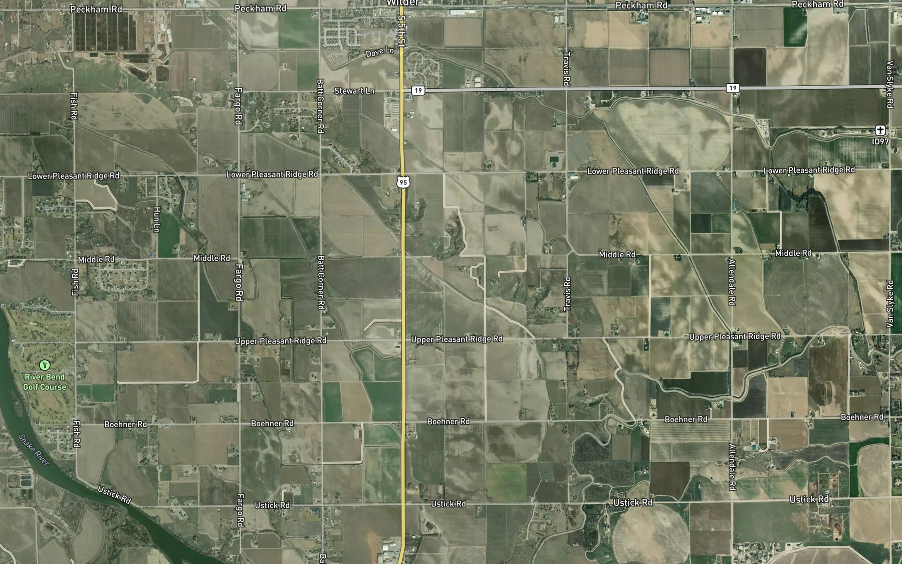 Satellite map of the Fargo High Line Canal
