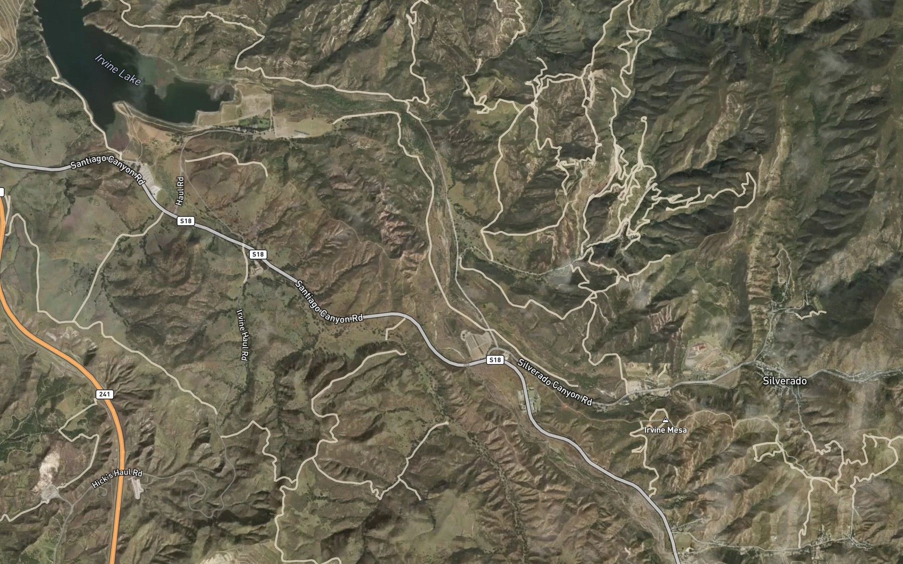 Satellite map of the Silverado Creek
