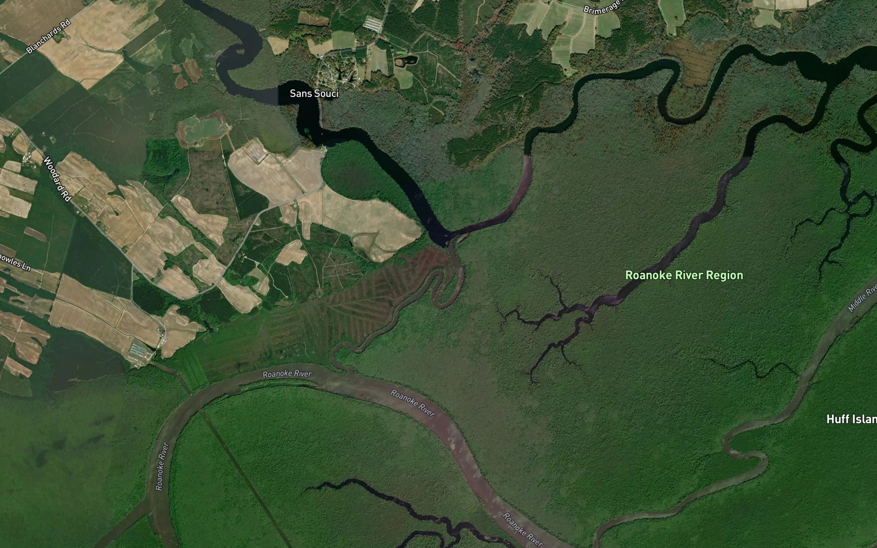 Satellite map of the Devils Elbow