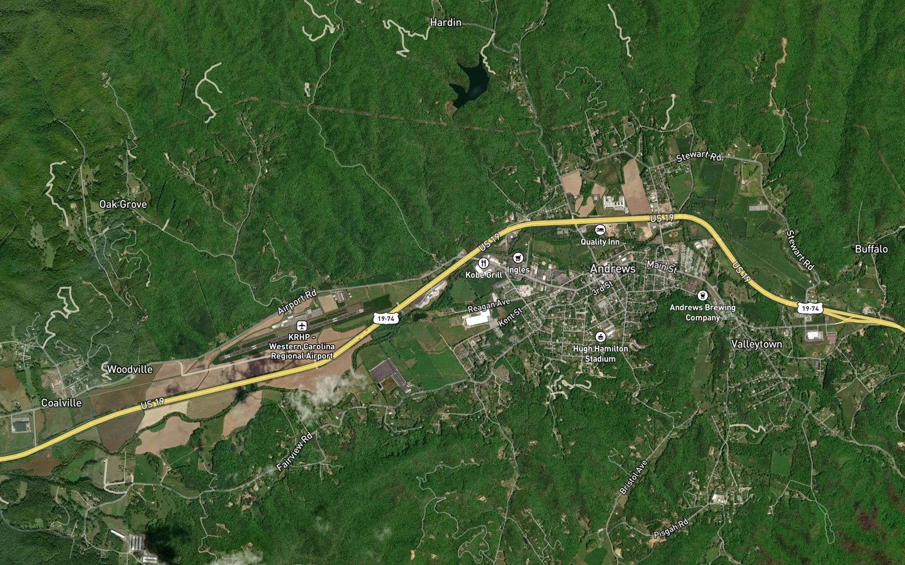 Satellite map of the Webb Creek