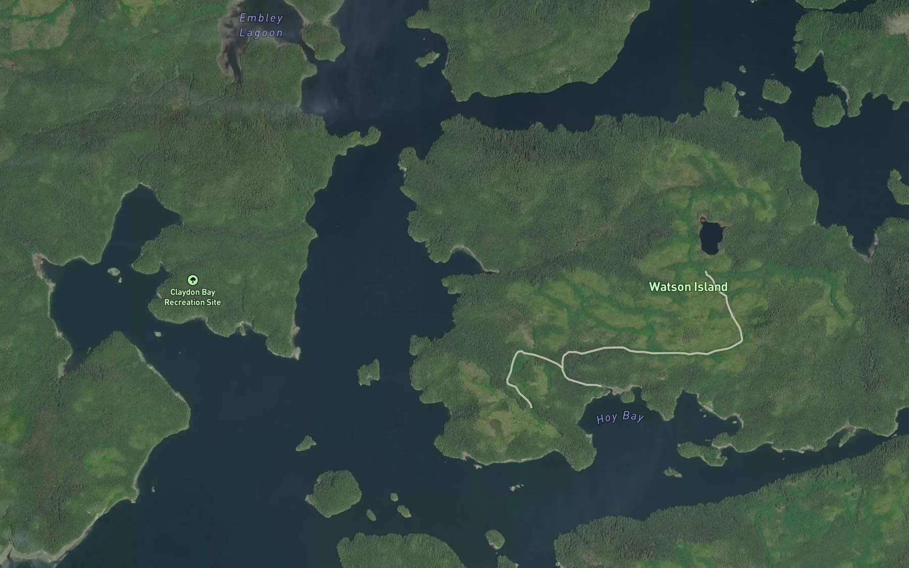 Satellite map of the Woods Bay