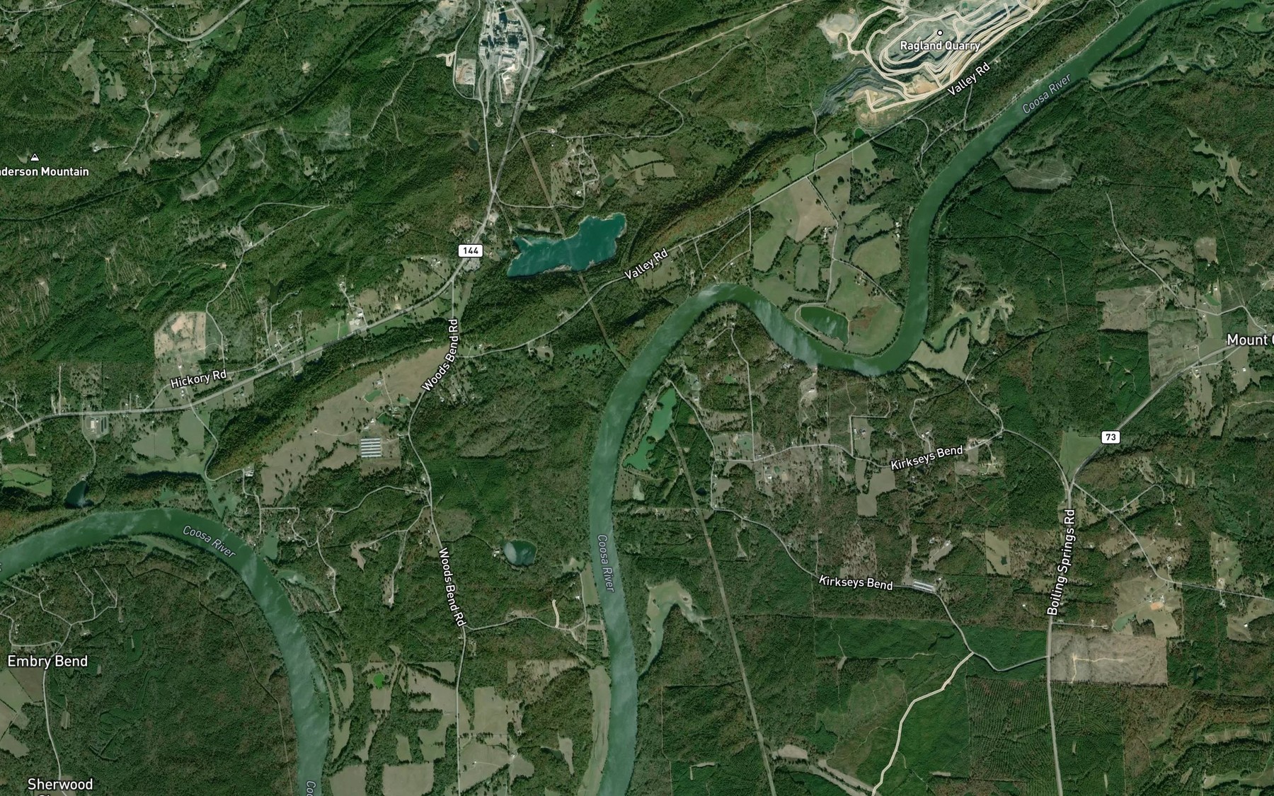 Satellite map of the Kirkseys Bend