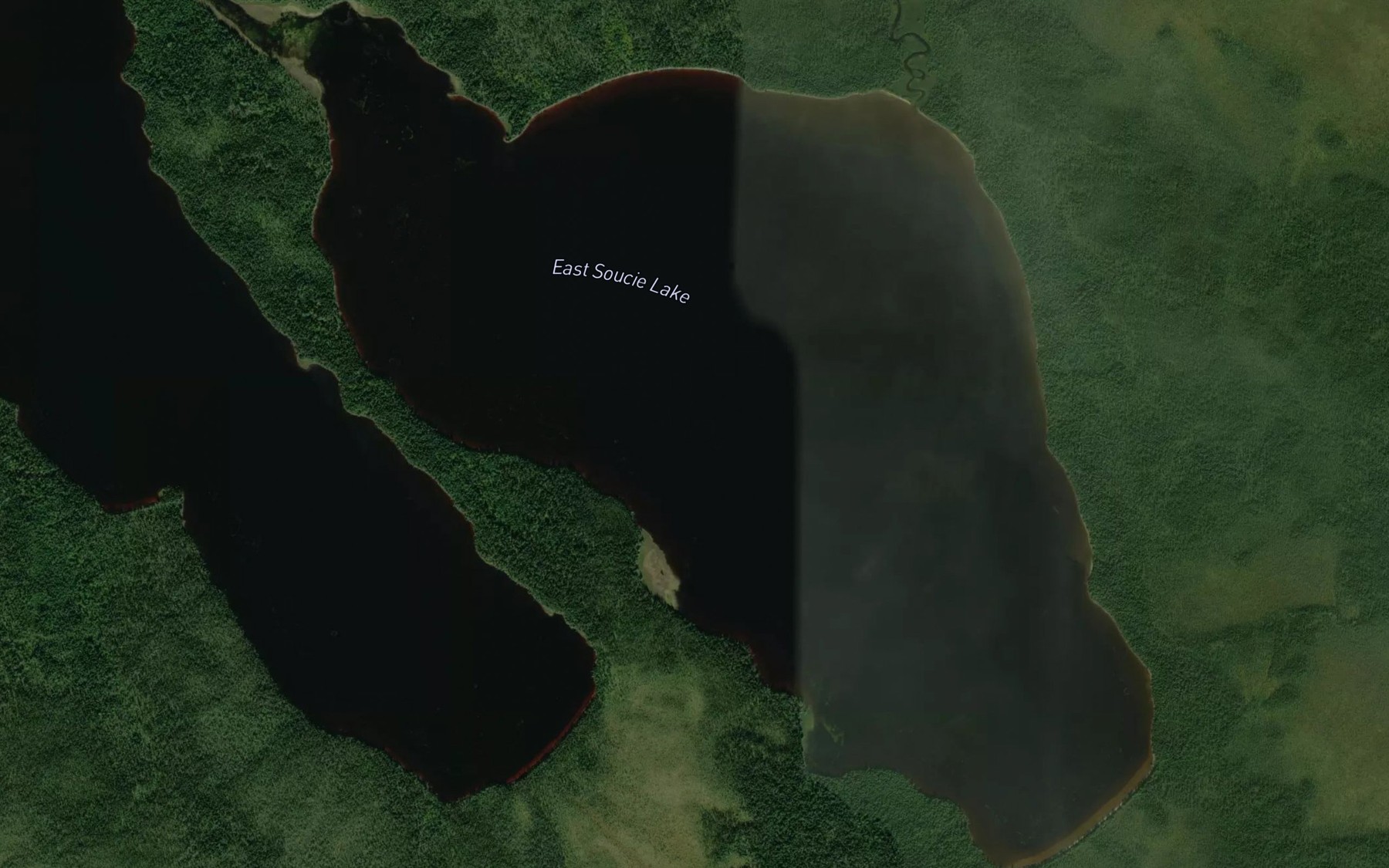 Satellite map of the East Soucie Lake