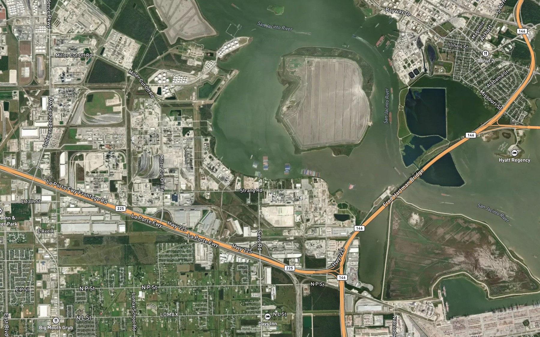 Satellite map of the Upper San Jacinto Bay