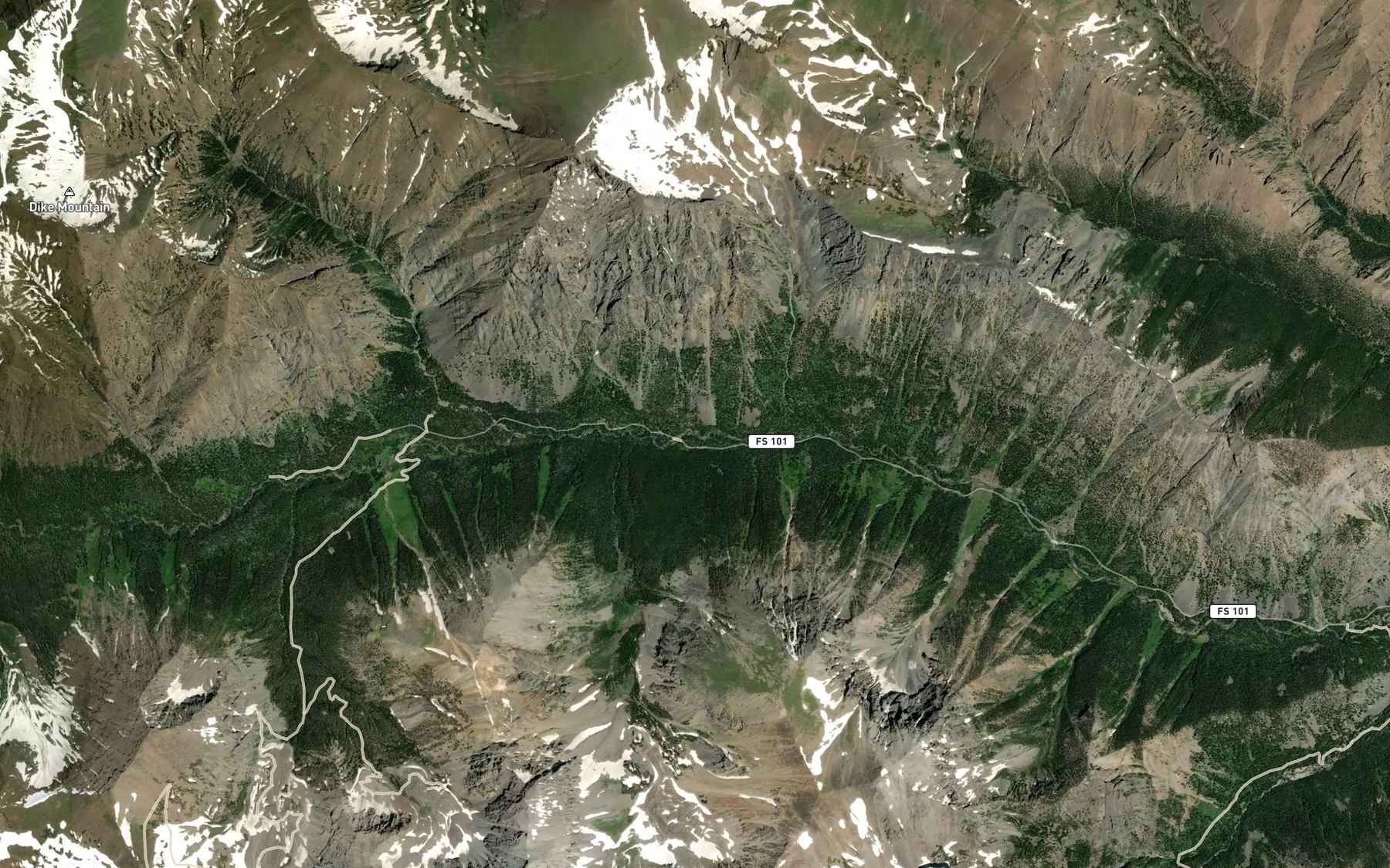 Satellite map of the Copper Creek