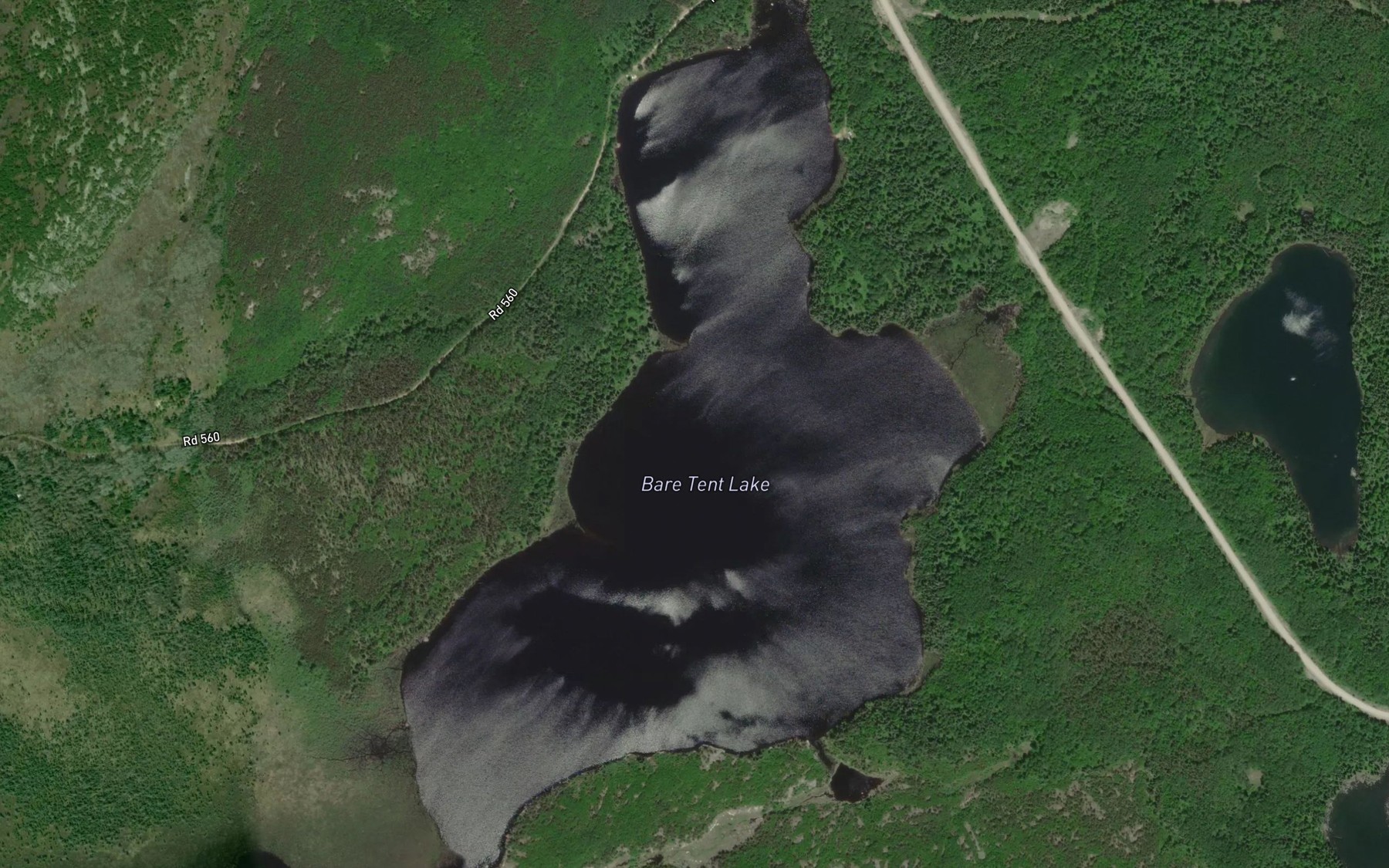 Satellite map of the Bare Tent Lake