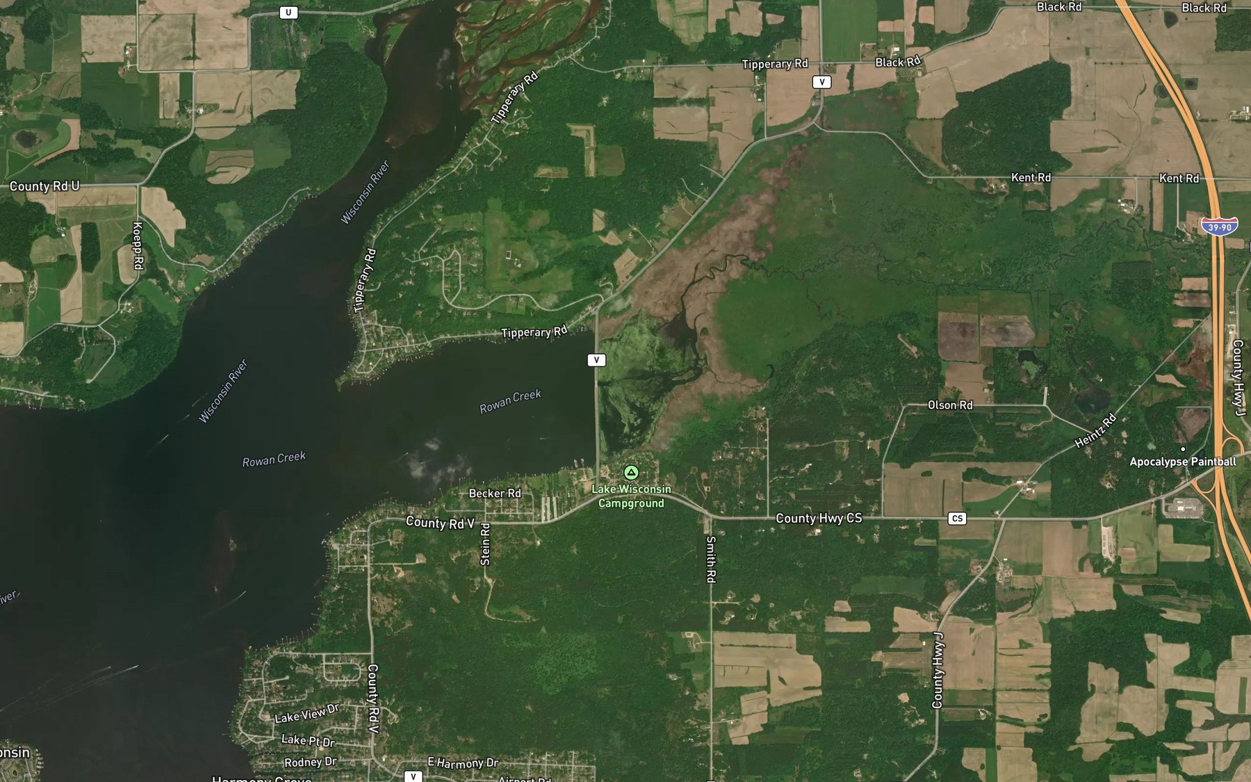 Satellite map of the Whalen Bay