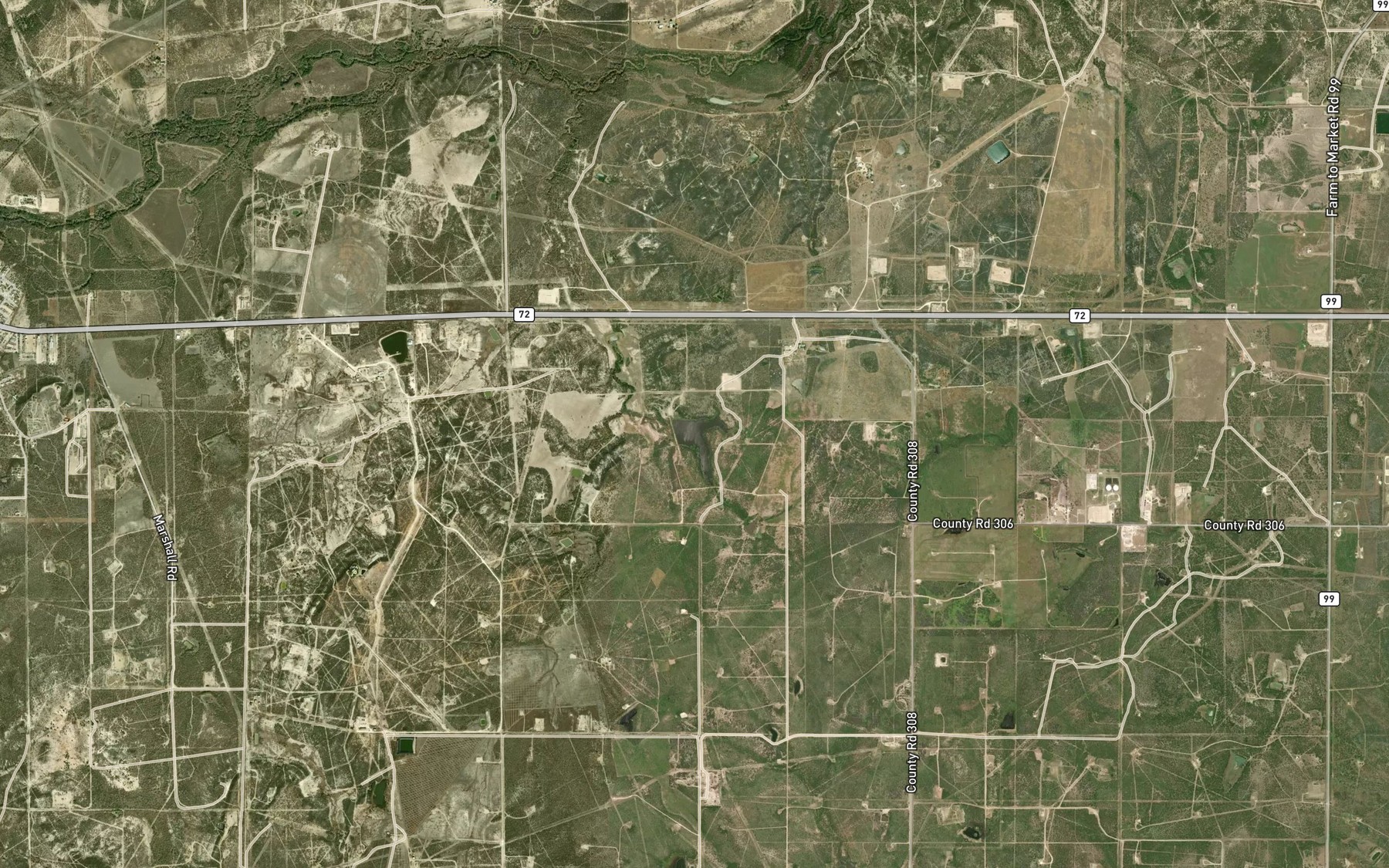 Satellite map of the Bracken Ranch Lake