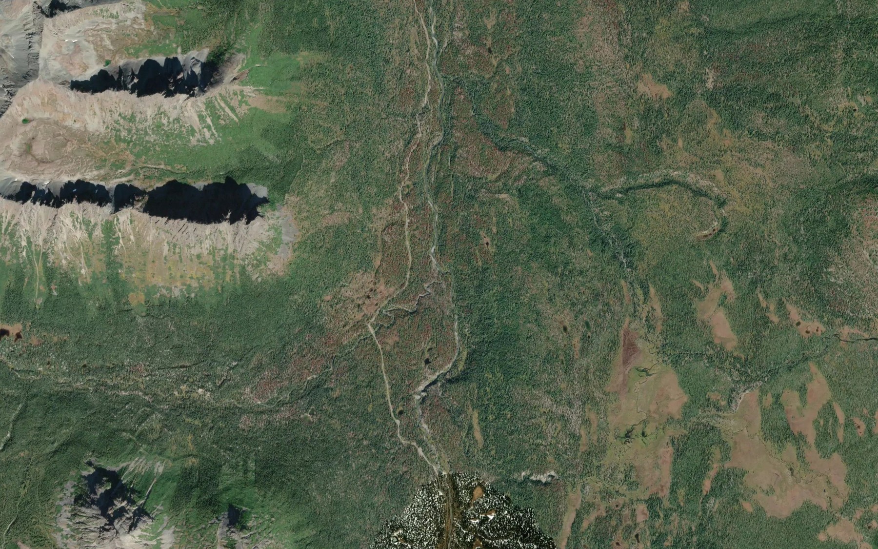 Satellite map of the Menard Creek