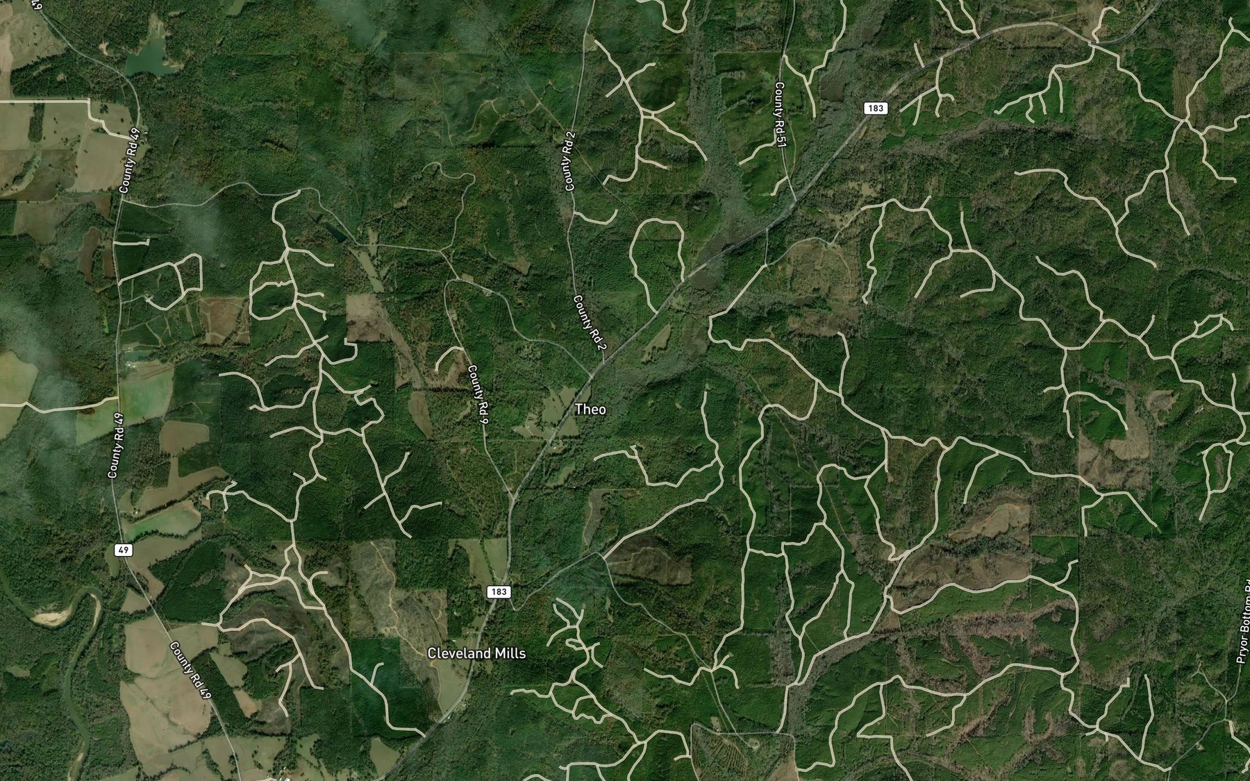 Satellite map of the Camp Branch