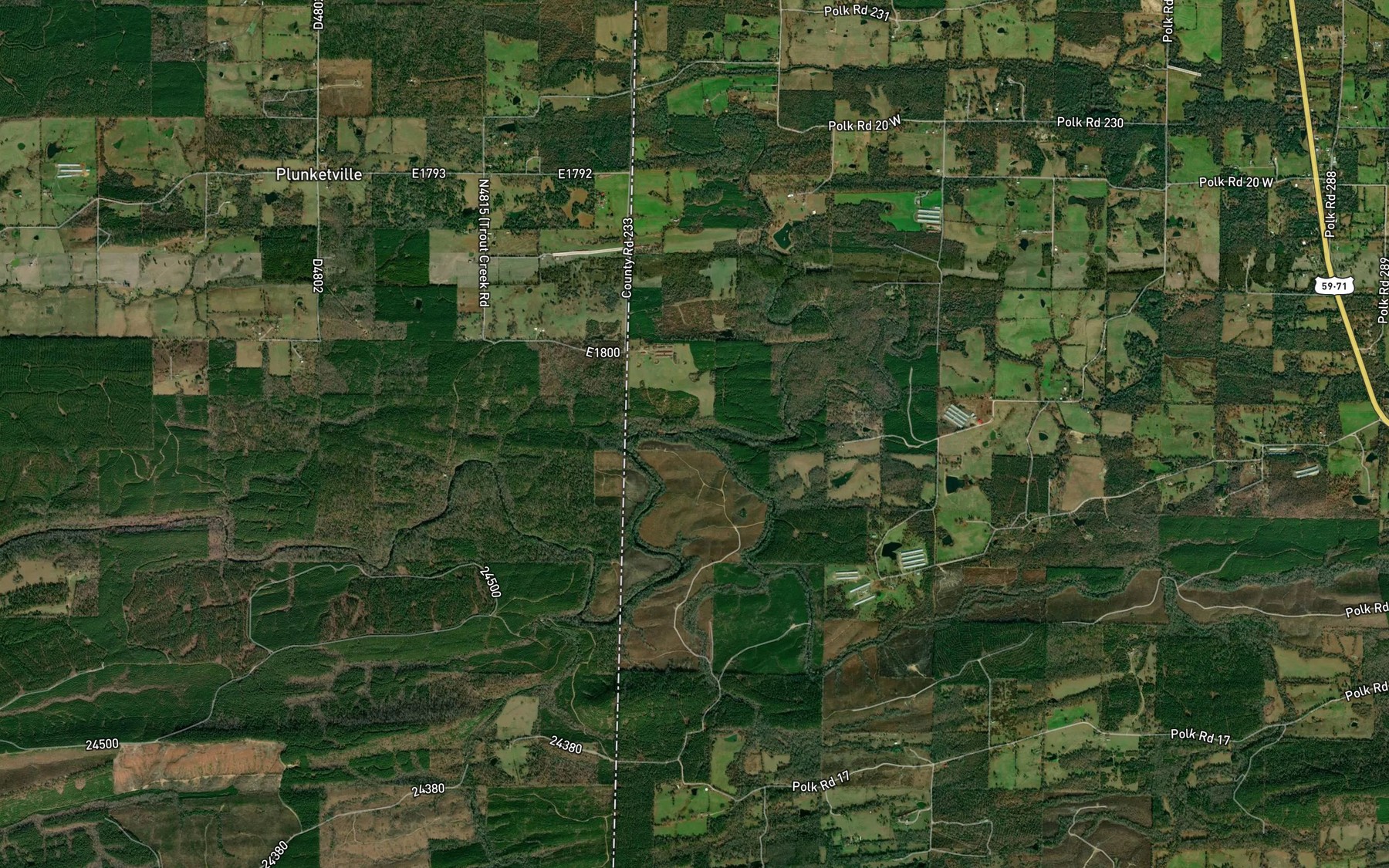 Satellite map of the Hickory Creek