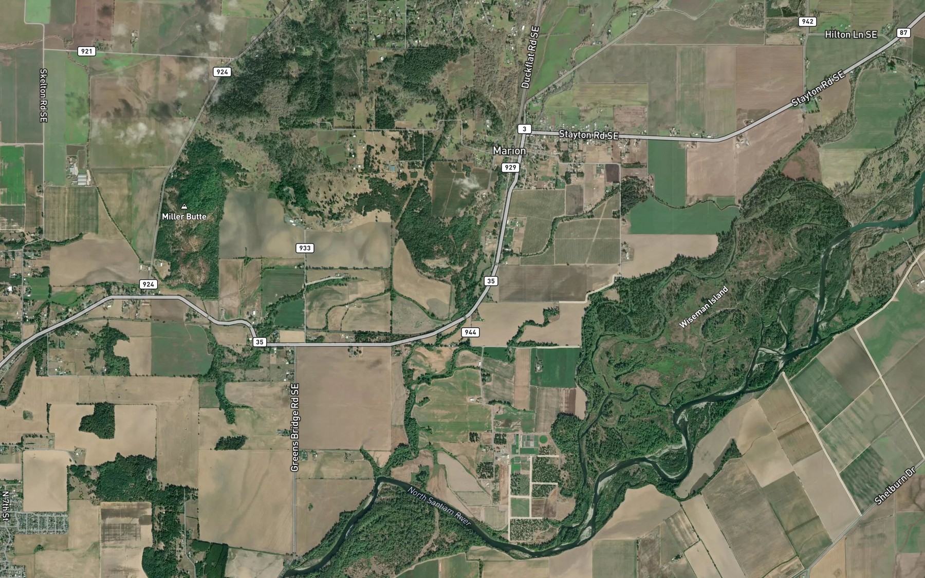Satellite map of the Marion Creek