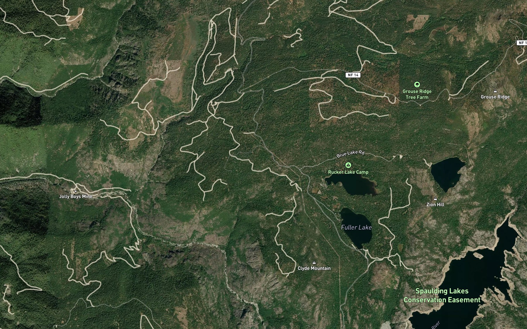 Satellite map of the Bowman-Spaulding Conduit Flume