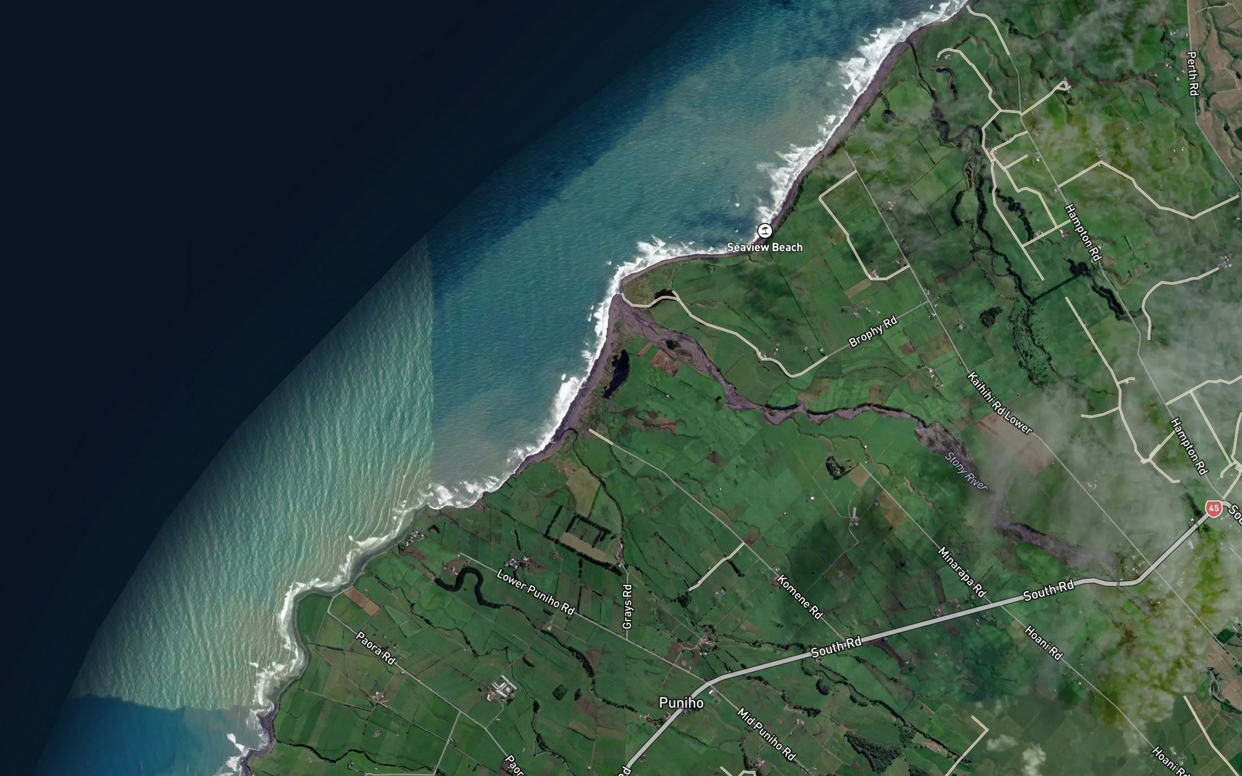 Satellite map of the Waikirikiri Stream
