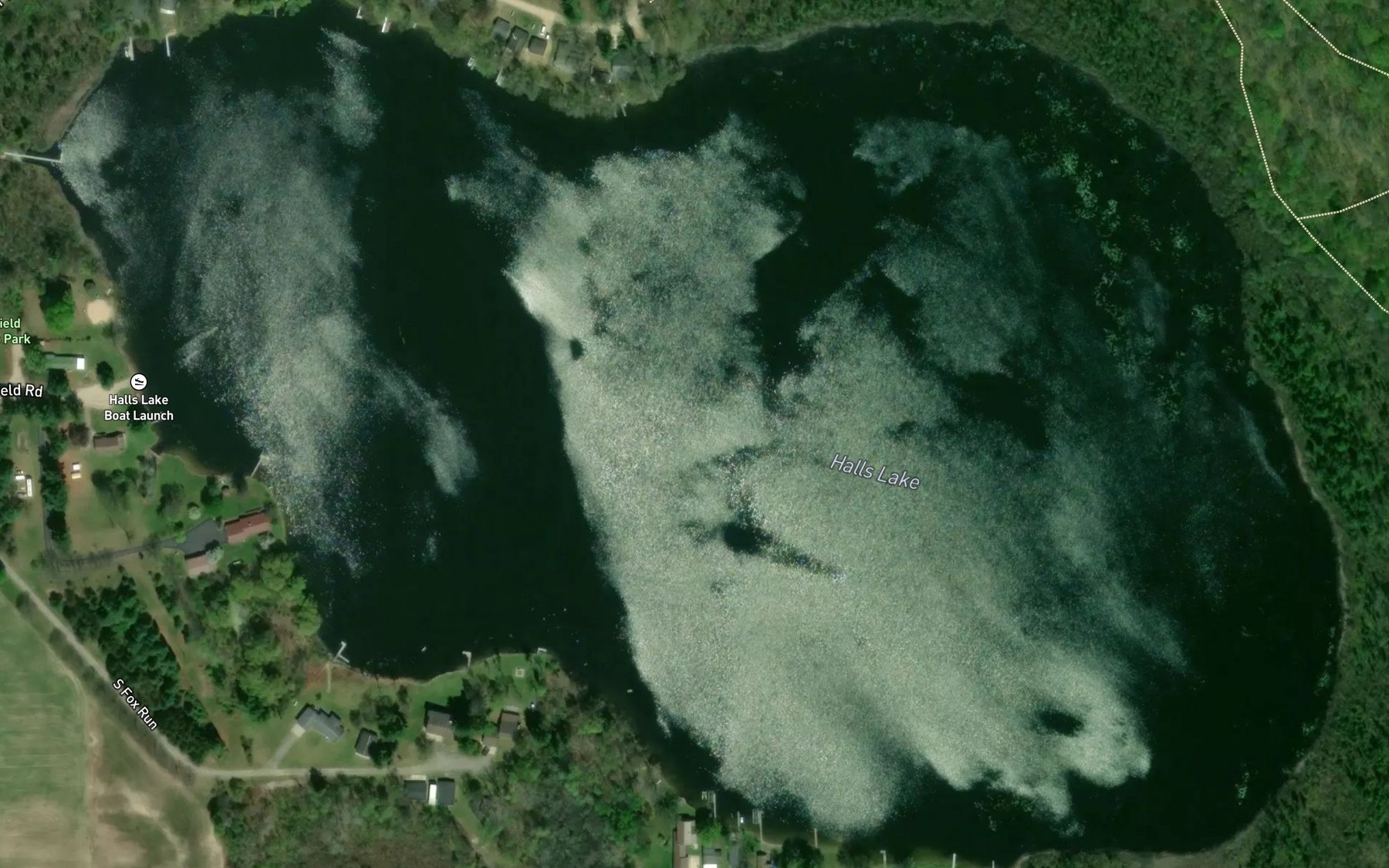 Satellite map of the Halls Lake