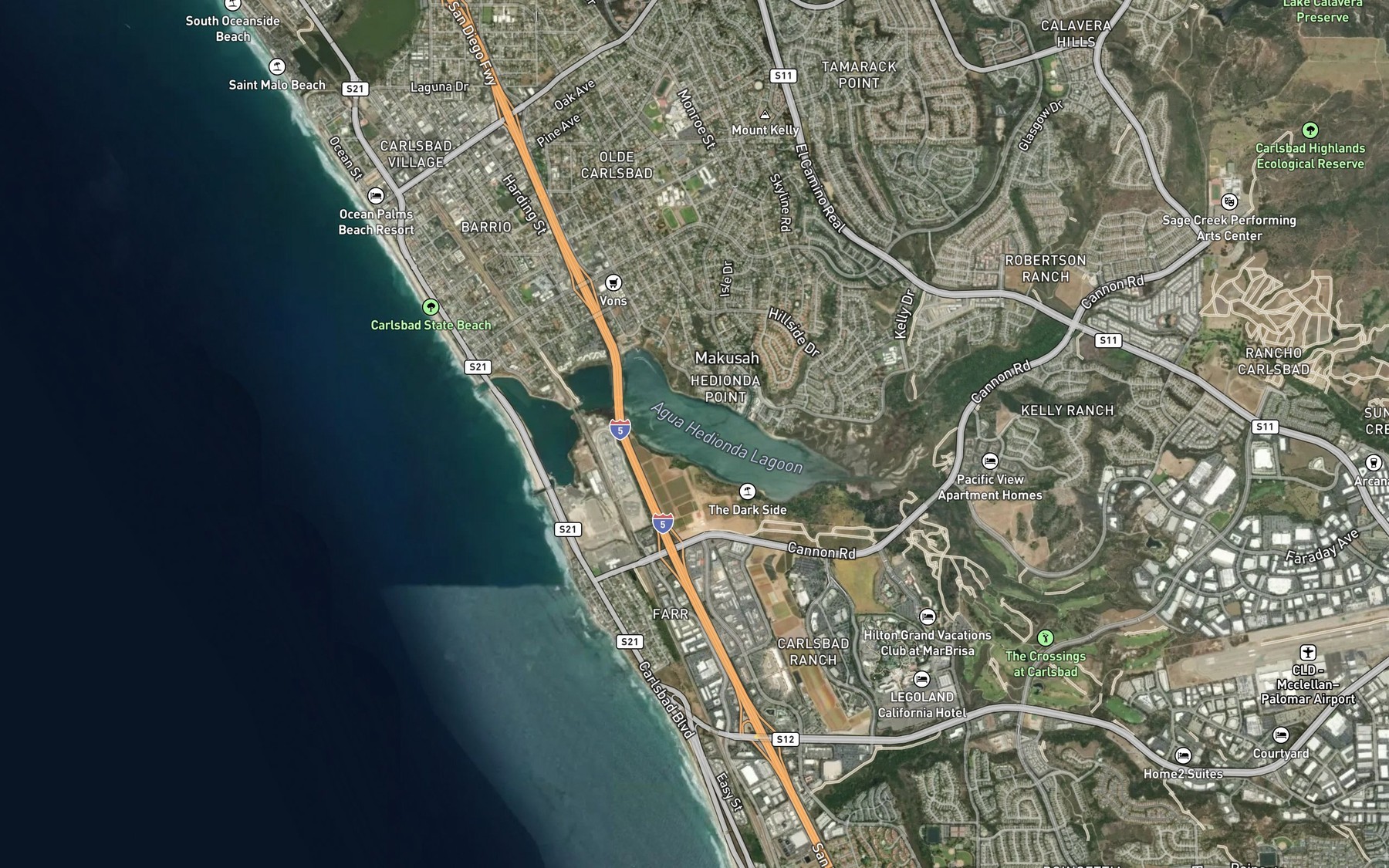 Satellite map of the Agua Hedionda