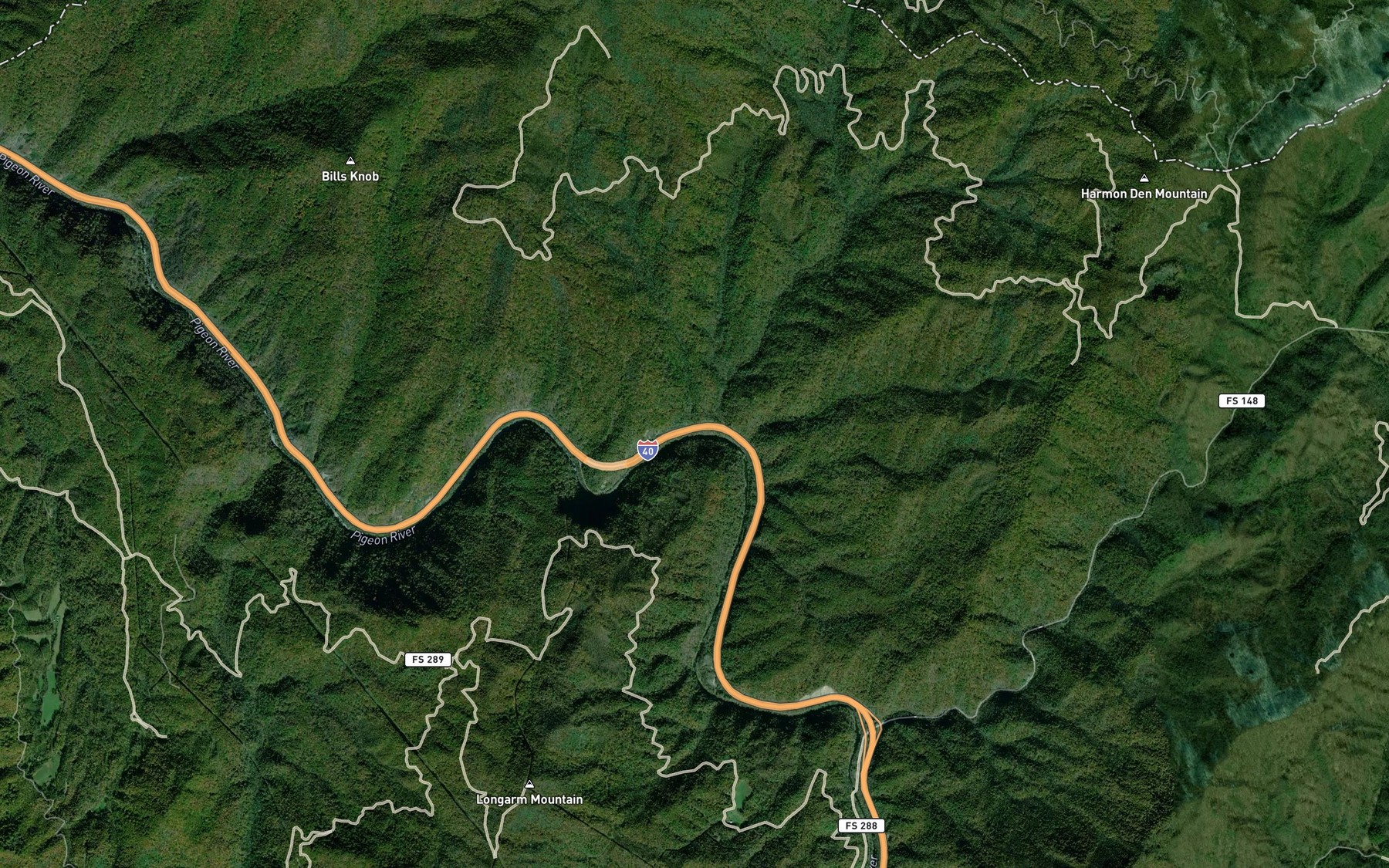Satellite map of the Skiffley Creek