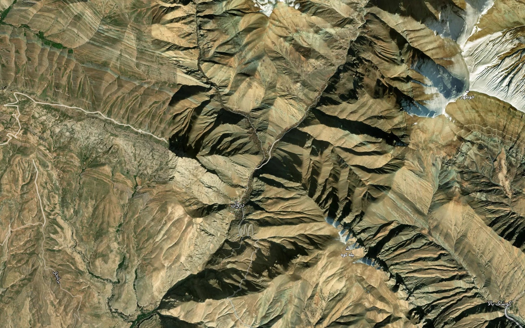 Satellite map of the Rudkhaneh-ye Kuchak-e Darvan