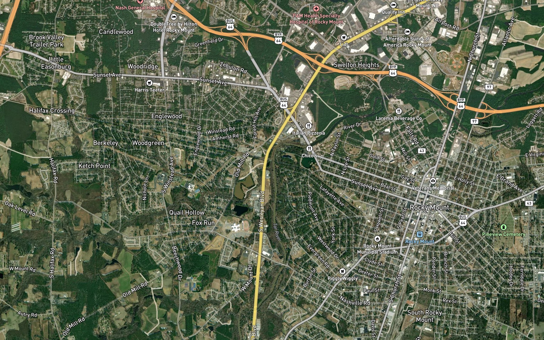 Satellite map of the Maple Creek