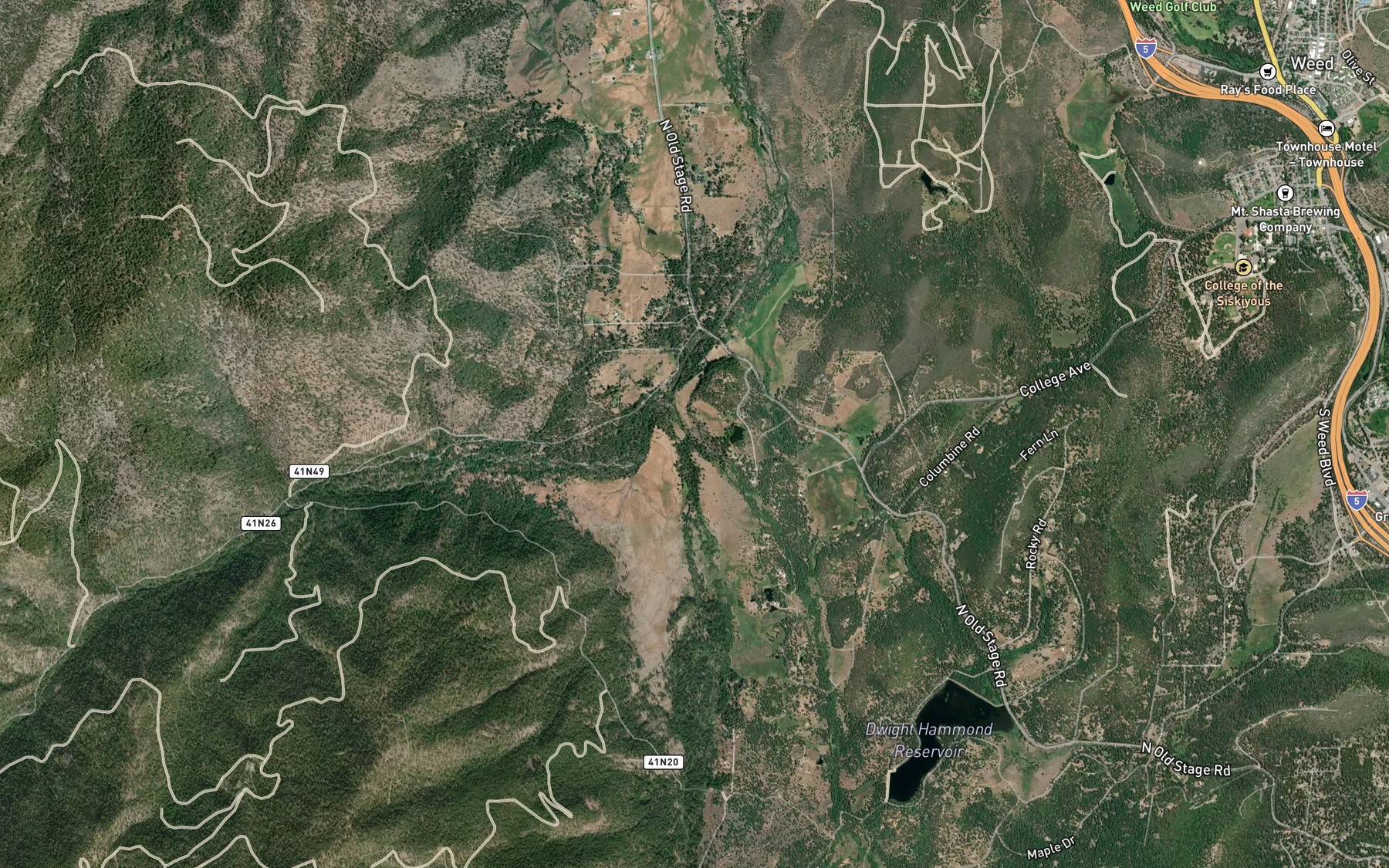 Satellite map of the Dale Creek